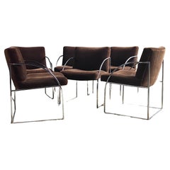 Set of six Milo Baughman for Thayer Coggin chrome dining chairs