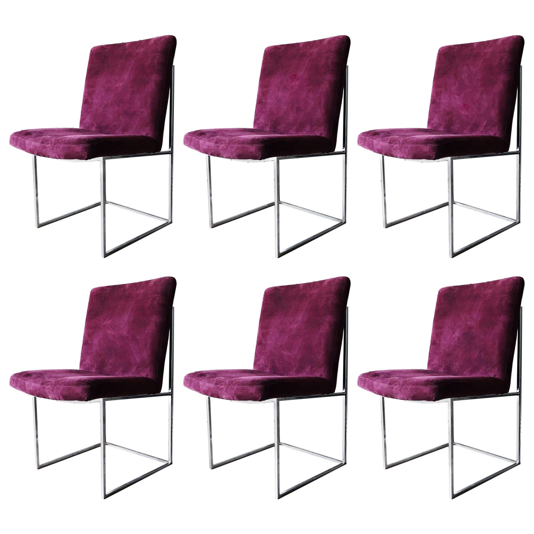 Set of Six Milo Baughman for Thayer Coggin Floating Dining Chairs