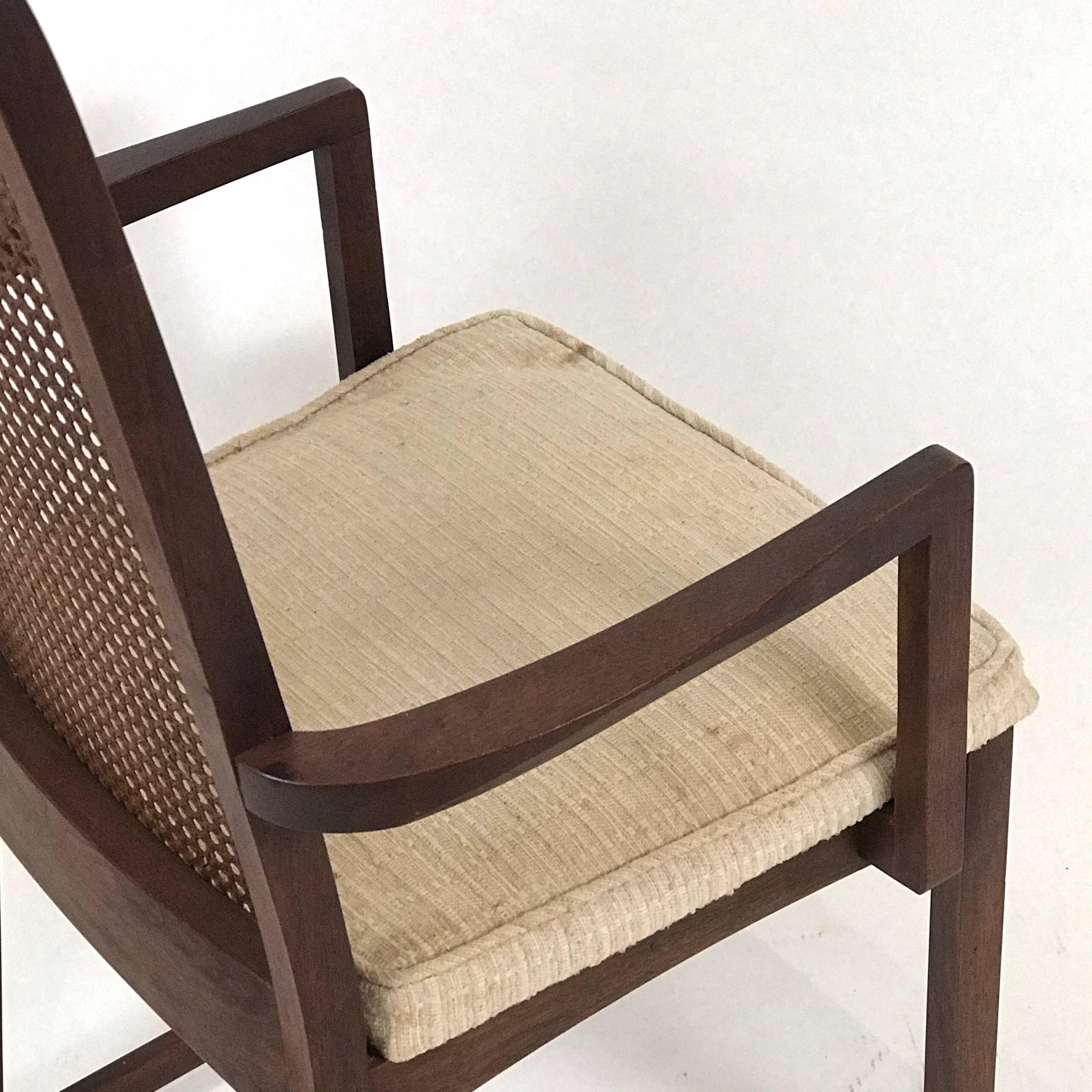 20th Century Set of Six Milo Baughman High Back Cane and Walnut Dining Chairs for Directional