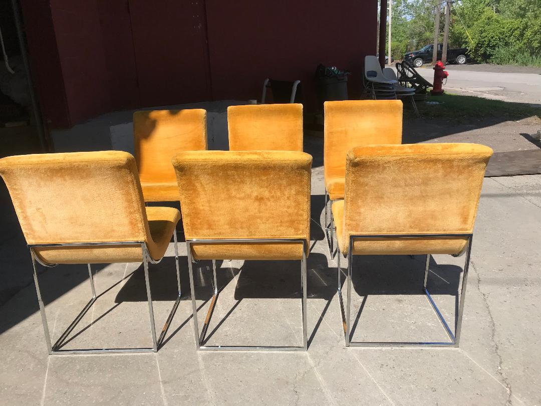 Late 20th Century Set of Six Milo Baughman Scoop Chrome Dining Chair, Thayer Coggin
