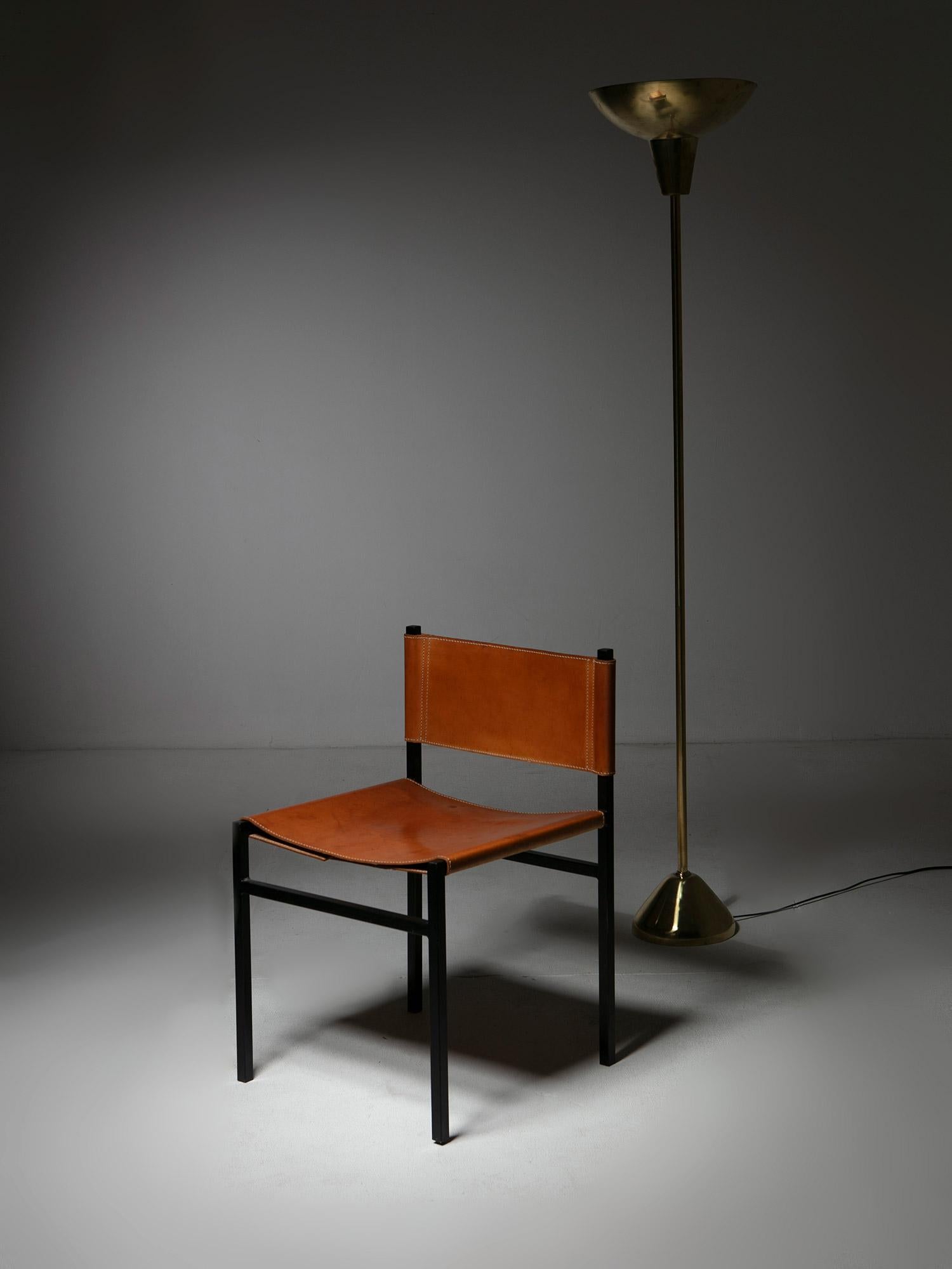 Satz von sechs minimalistischen „Rea“-Lederstühlen von Paolo Tilche für Arform, Italien, 1950er Jahre im Angebot 7