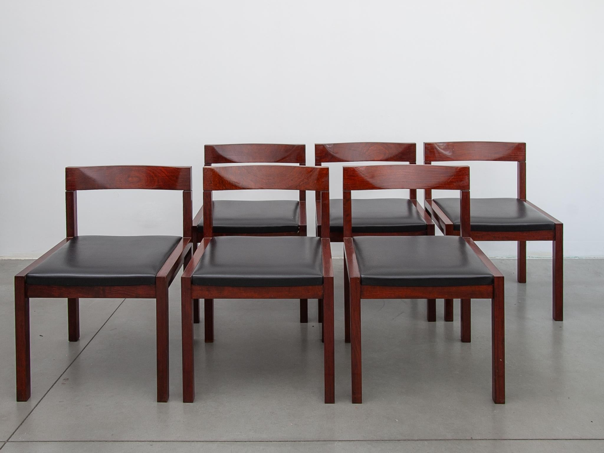 Ensemble de six chaises de salle à manger minimalistes conçues par Alfred Hendrickx, 1959 Belform en vente 5