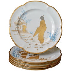 Set of Six Minton Japonisme Gilt and Silver Gilt Plates