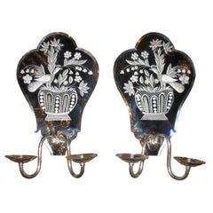 Set Of Six Mirrored Backplate Sconces