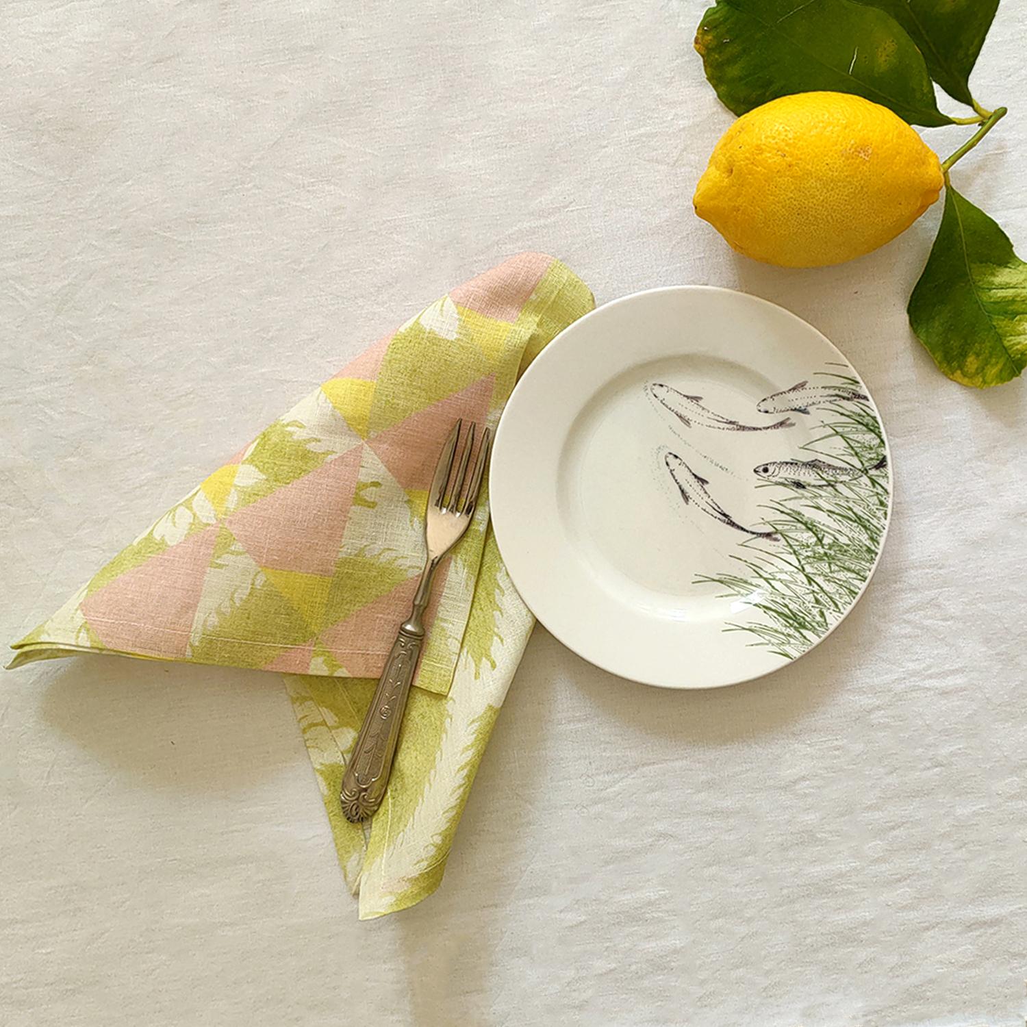 Contemporary Set of Six Mixed Linen Voile Napkins 