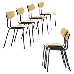 Set of Six Moca Chairs in Plywood and Metal Designed by Jasper Morrison