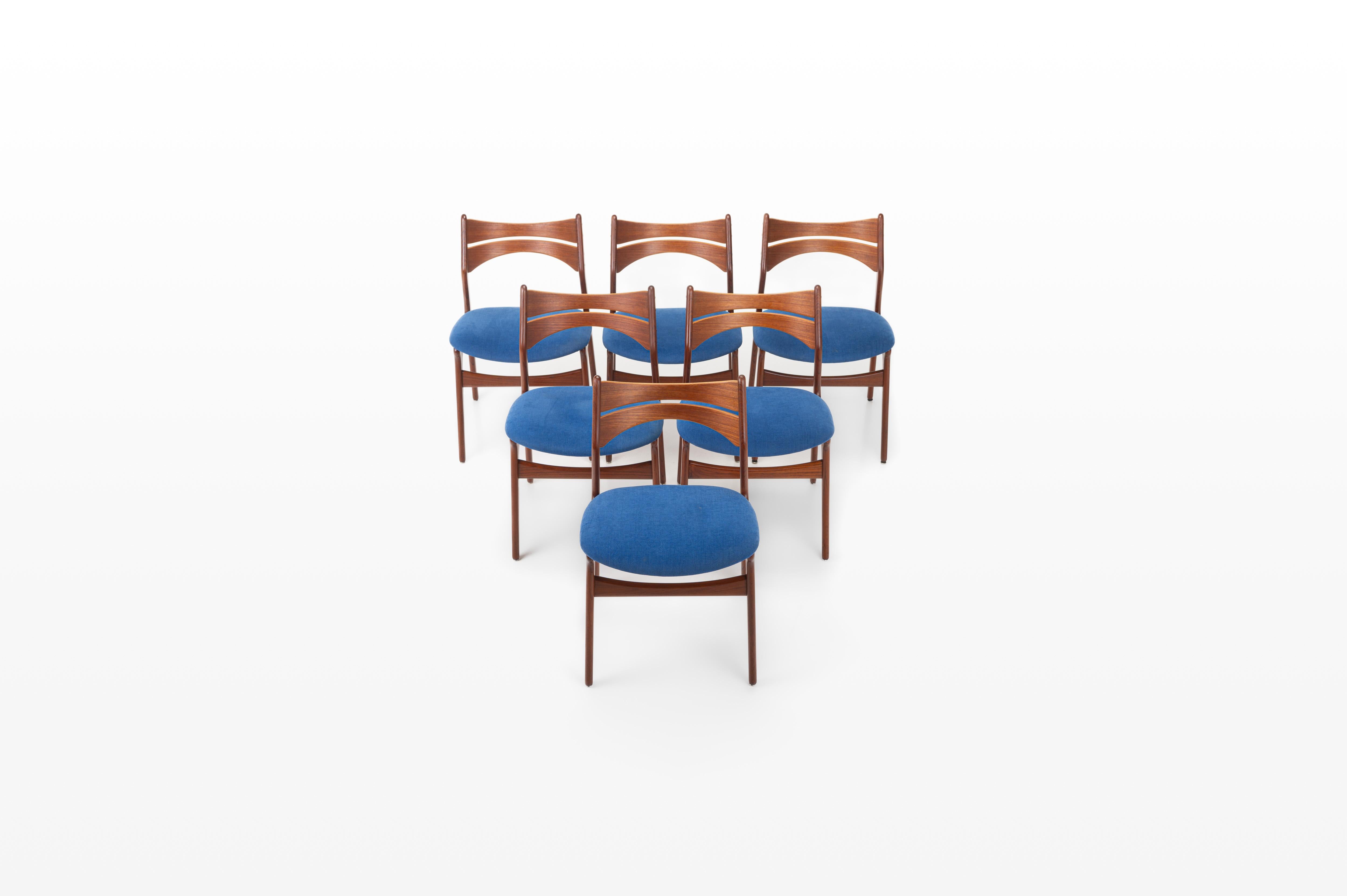 Mid-Century Modern Set of six 'Model 310' dining chairs by Erik Buch for Christian Christensen