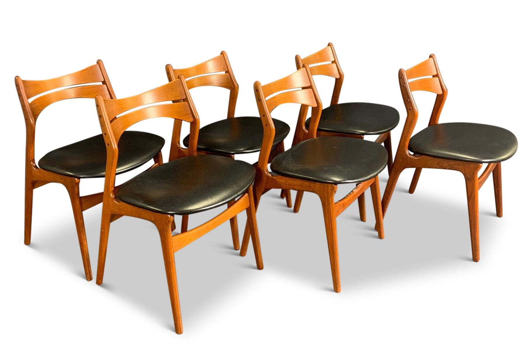 Danish Set of Six Model 310 Dining Chairs in Teak by Erik Buch