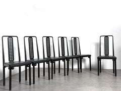 Set of 6 Josef Hoffmann Model 322 Bentwood Black Leather Dining Chairs