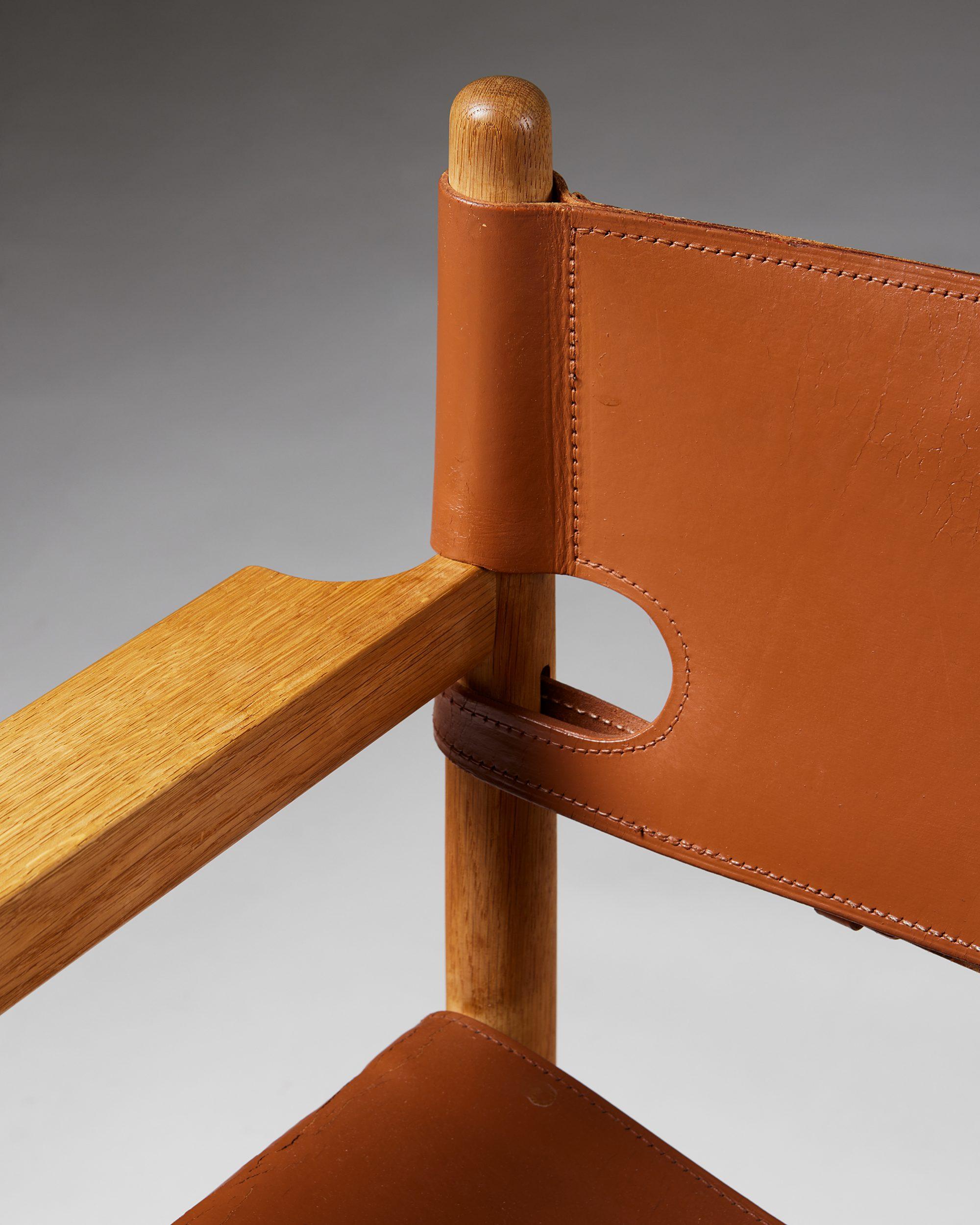 Leather Set of Six Model 3238 'Spanish' Dining Chairs Designed by Borge Mogensen