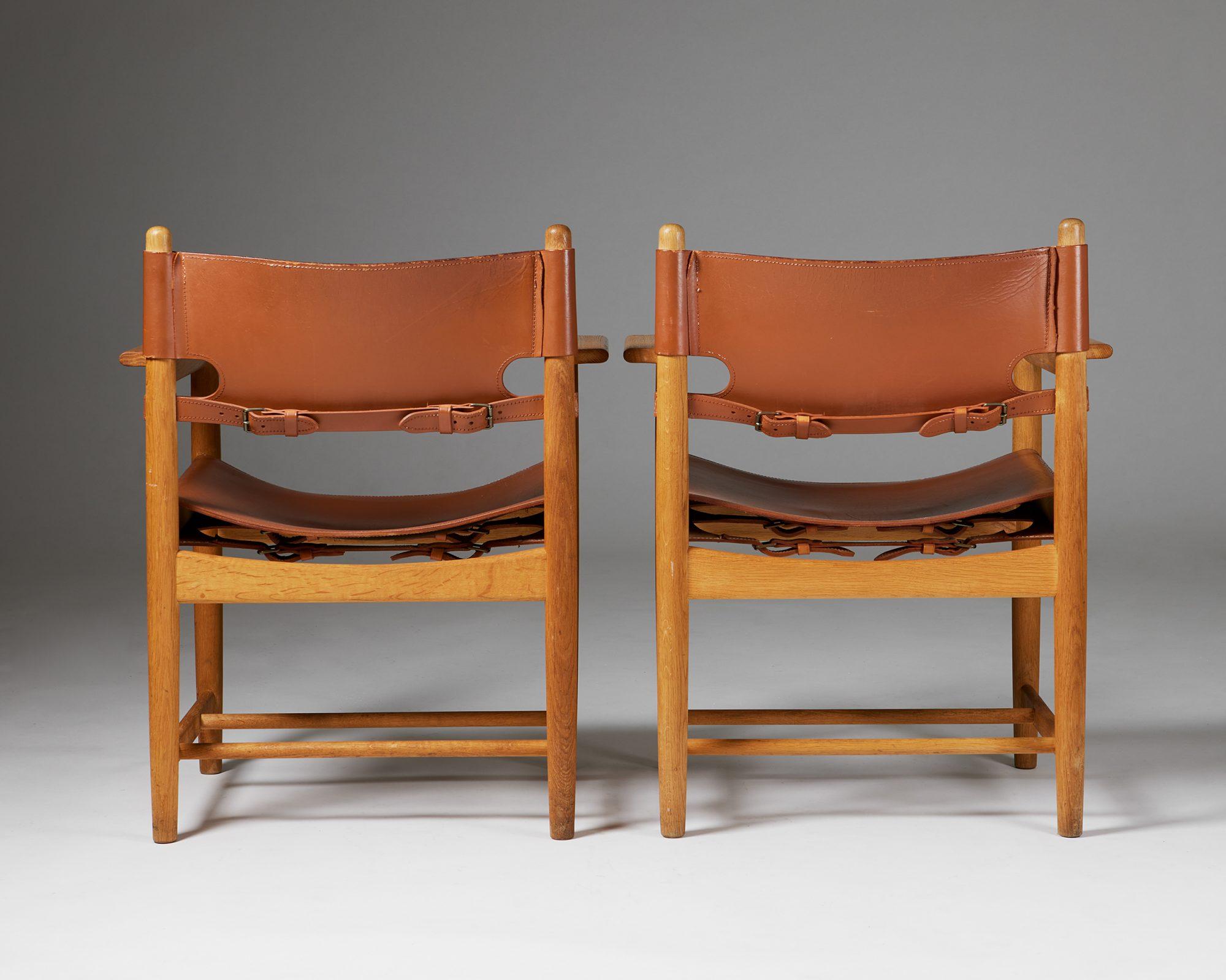 Danish Set of Six Model 3238 'Spanish' Dining Chairs Designed by Borge Mogensen For Sale