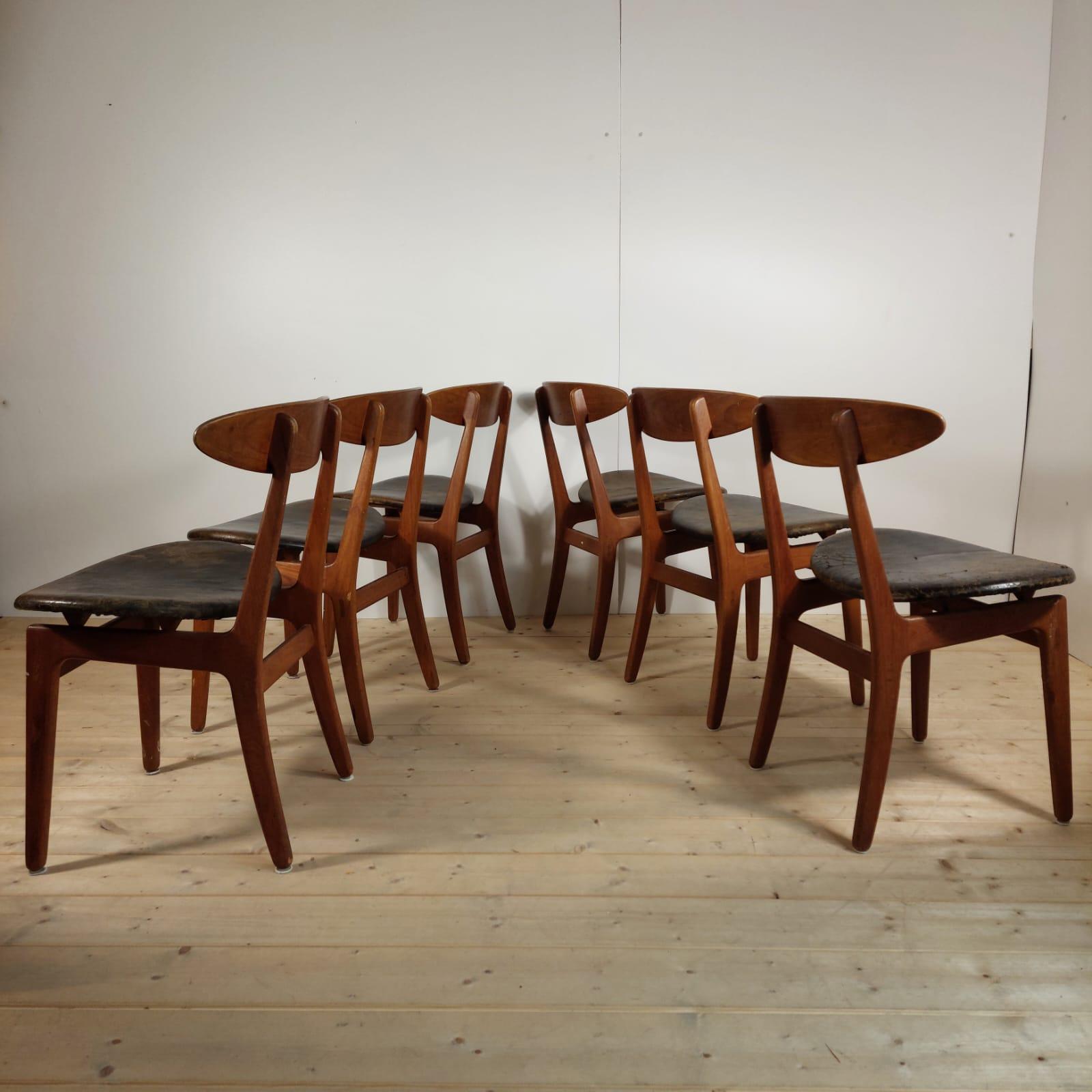 Satz von sechs Stühlen Modell 402 von Vilhelm Wohlert für Soborg Mobelfabrik im Zustand „Gut“ im Angebot in Torino, IT