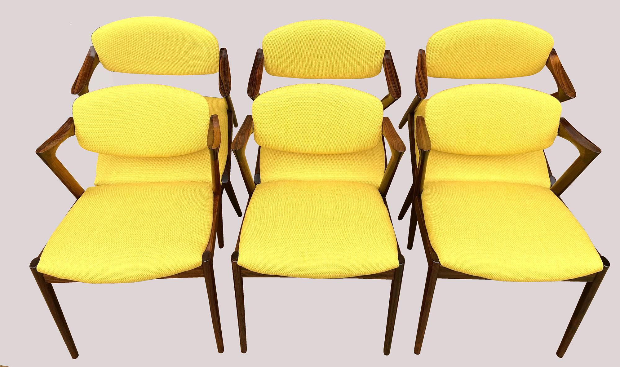 20th Century Set of Six Model 42 Chairs by Kai Kristiansen for Schou Andersen