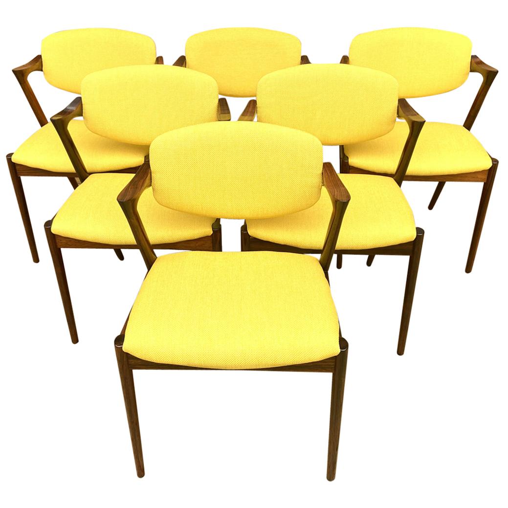 Set of Six Model 42 Chairs by Kai Kristiansen for Schou Andersen