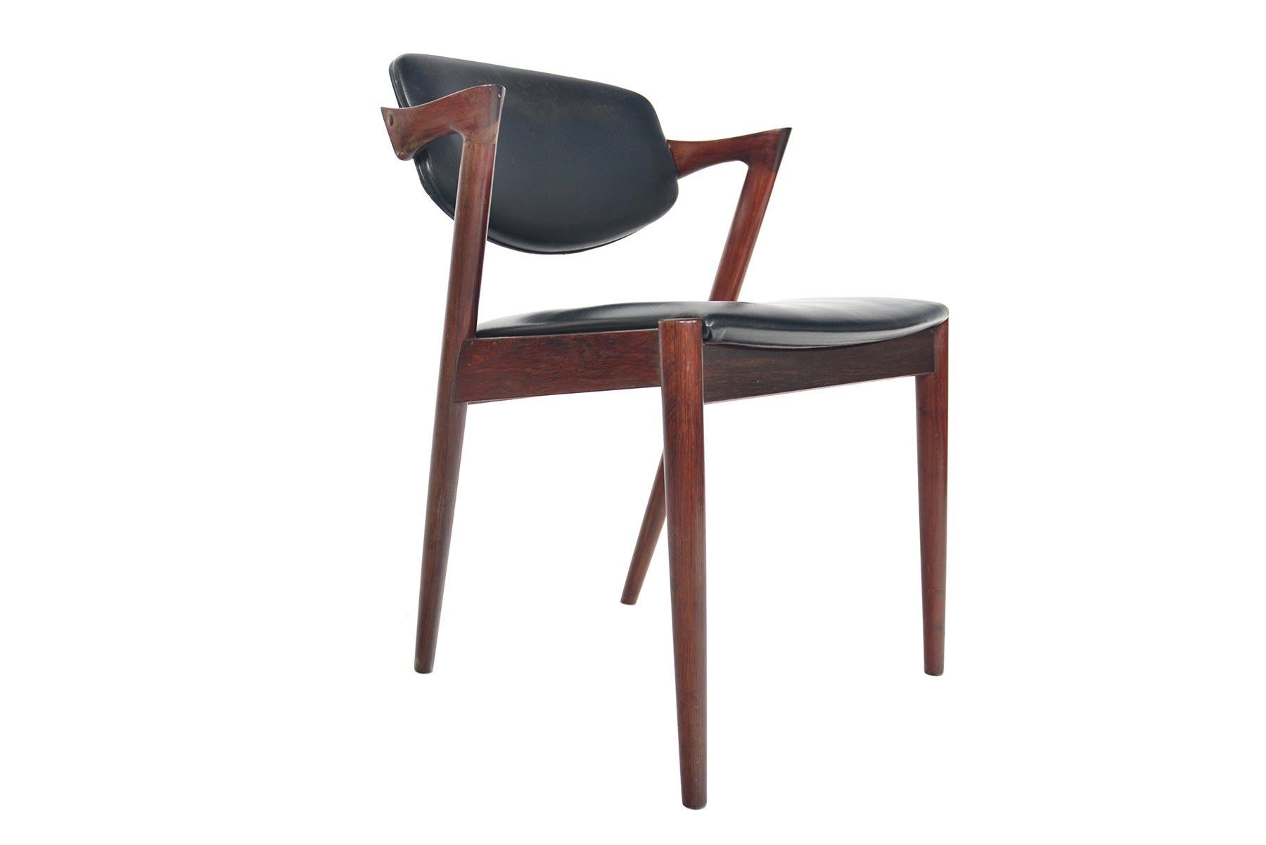 Set of Six Model 42 Kai Kristiansen Danish Modern Dining Chairs in Rosewood In Good Condition In Berkeley, CA