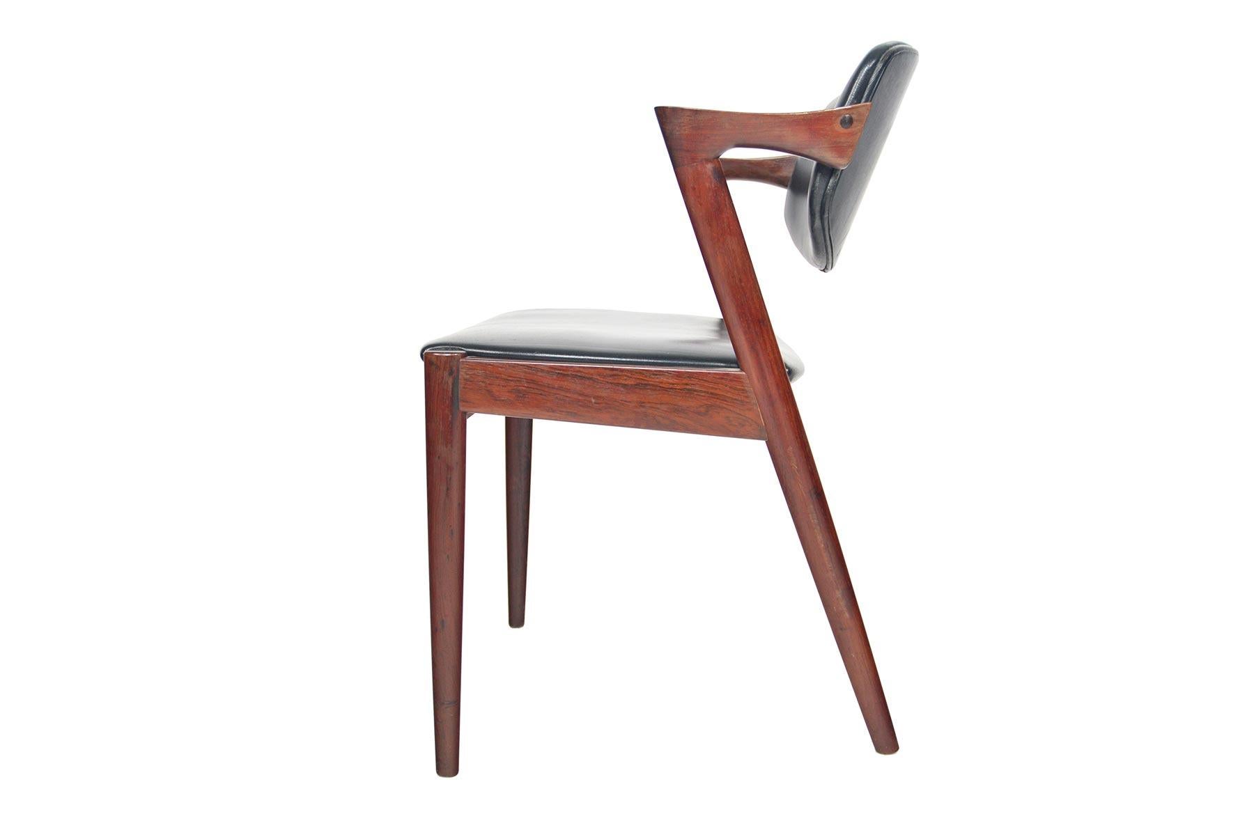 20th Century Set of Six Model 42 Kai Kristiansen Danish Modern Dining Chairs in Rosewood