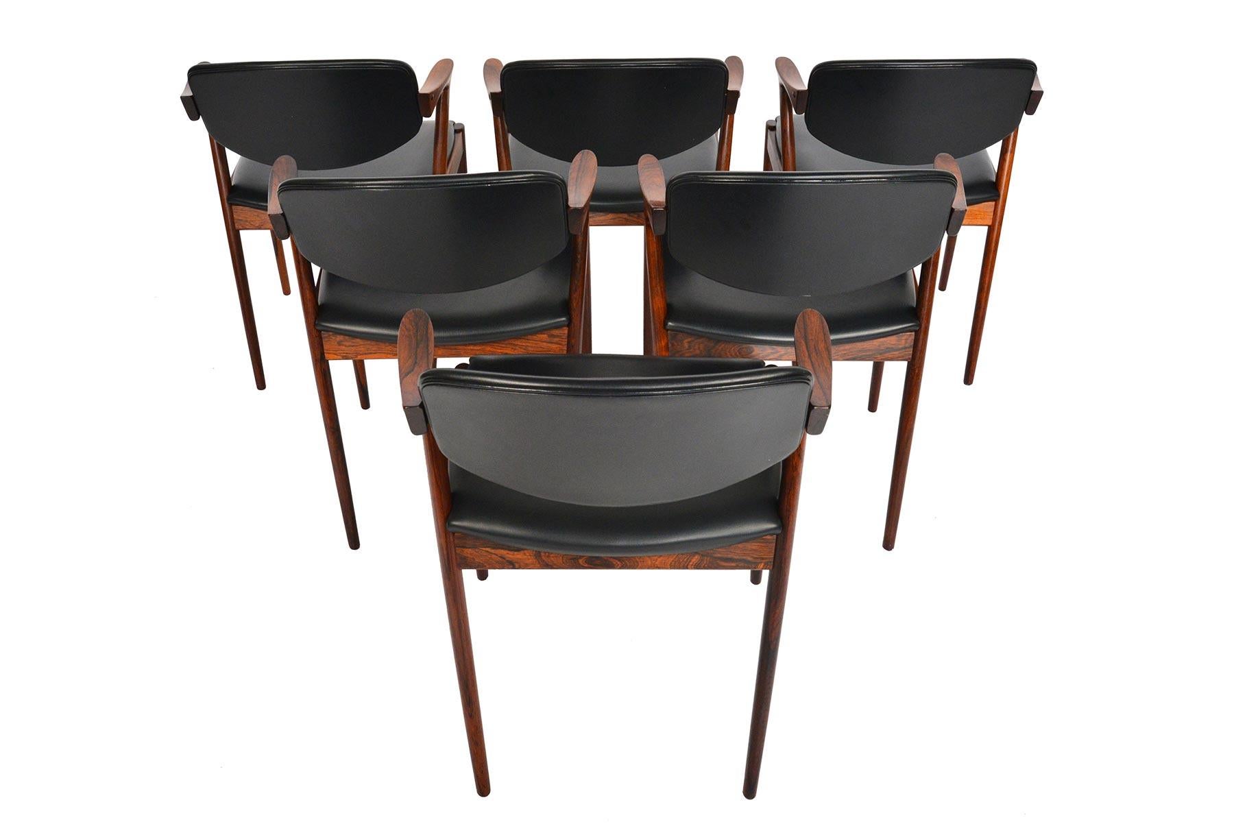 Set of Six Model 42 Kai Kristiansen Dining Chairs in Rosewood In Excellent Condition In Berkeley, CA