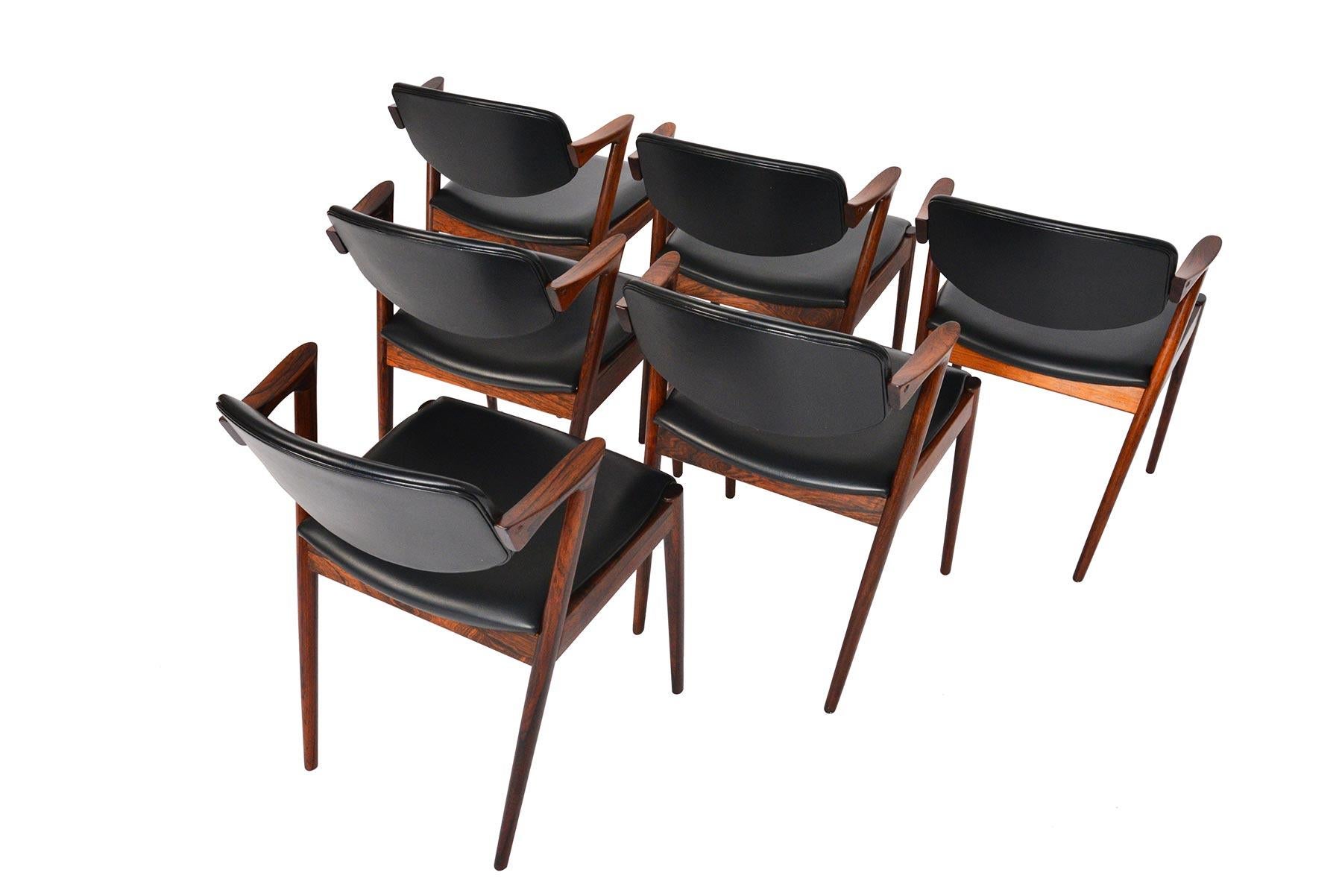 20th Century Set of Six Model 42 Kai Kristiansen Dining Chairs in Rosewood