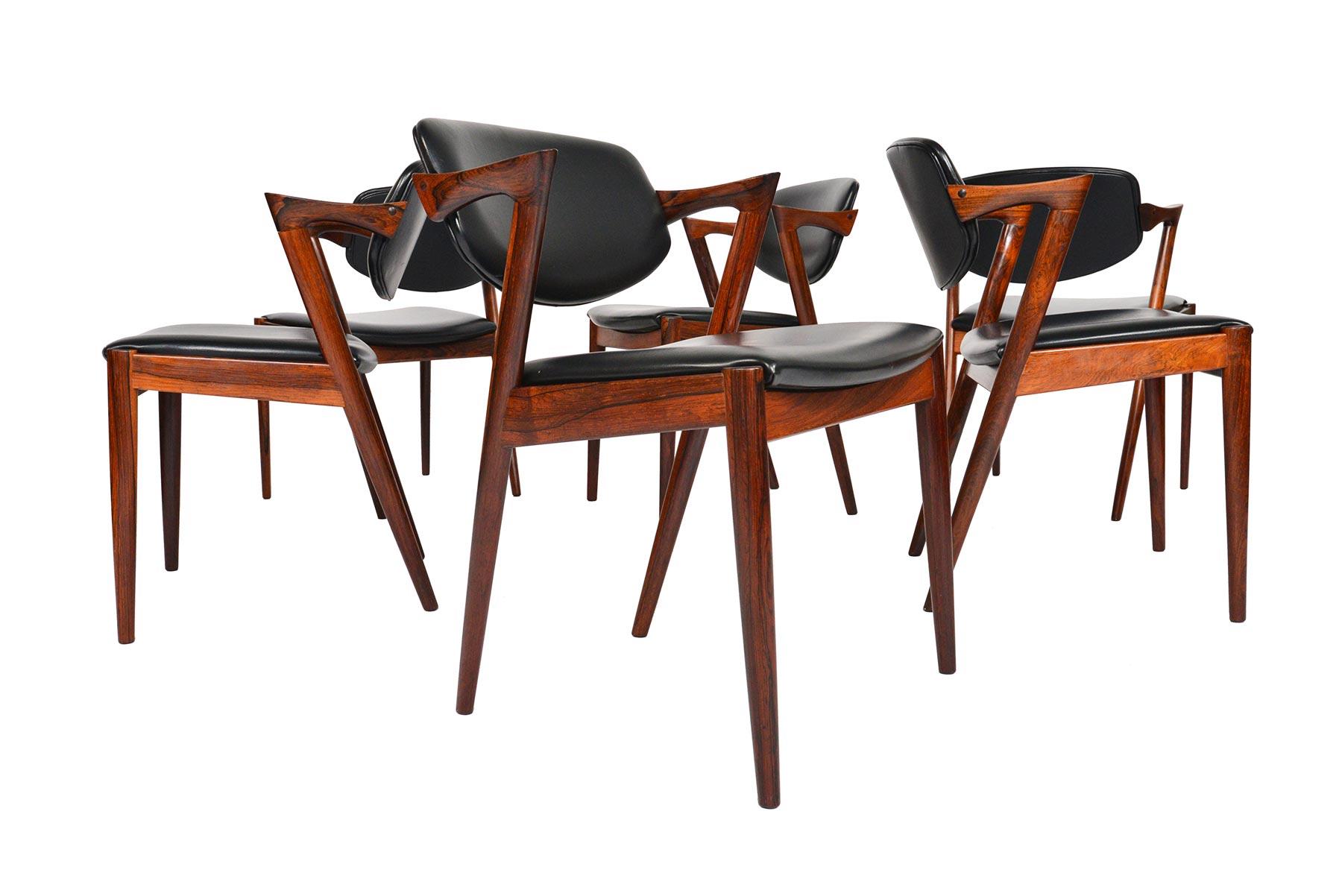 Set of Six Model 42 Kai Kristiansen Dining Chairs in Rosewood 1