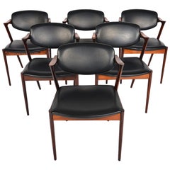 Set of Six Model 42 Kai Kristiansen Dining Chairs in Rosewood