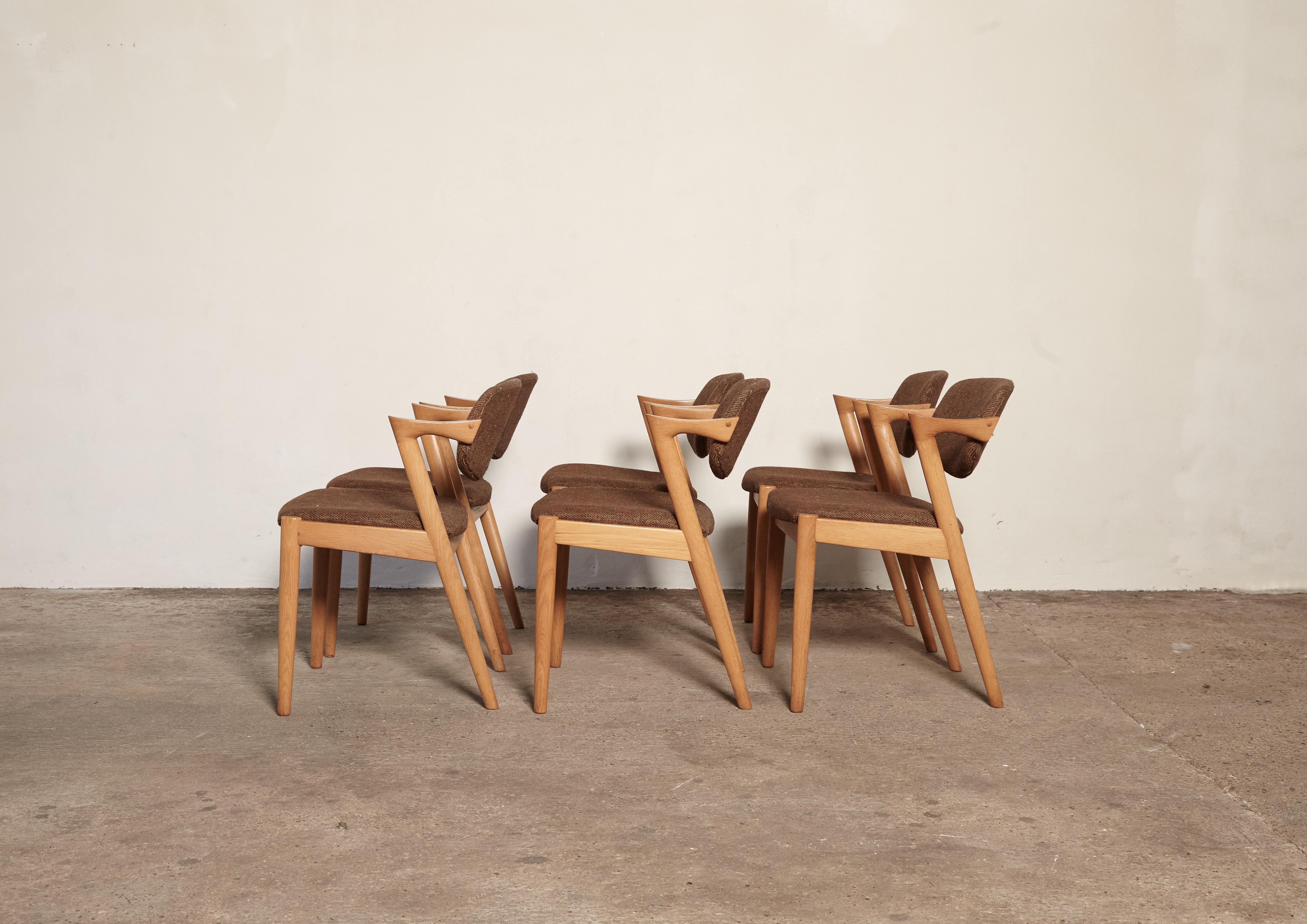 Danish Set of Six Model 42 Oak Dining Chairs by Kai Kristiansen, Denmark, 1960s