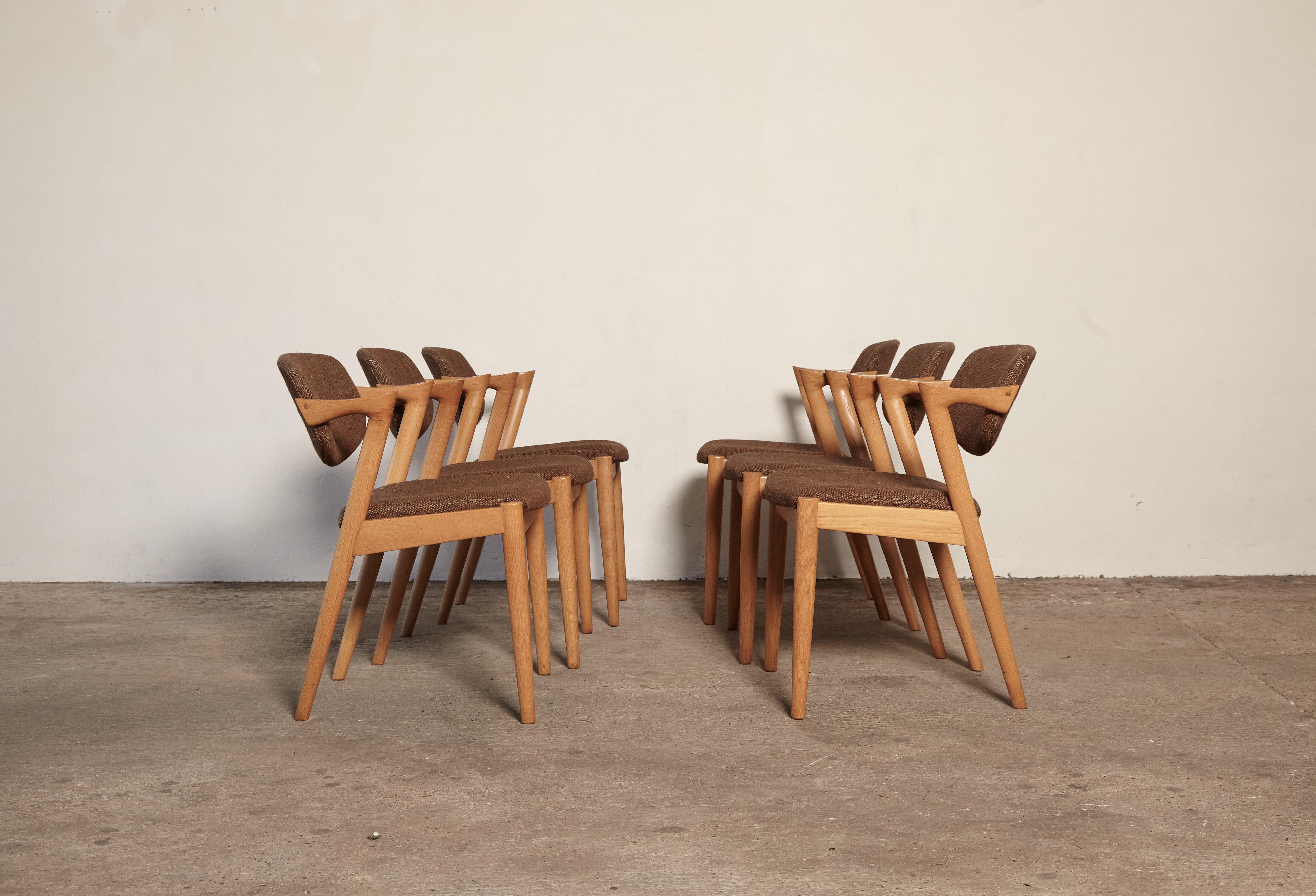 Set of Six Model 42 Oak Dining Chairs by Kai Kristiansen, Denmark, 1960s In Good Condition In London, GB