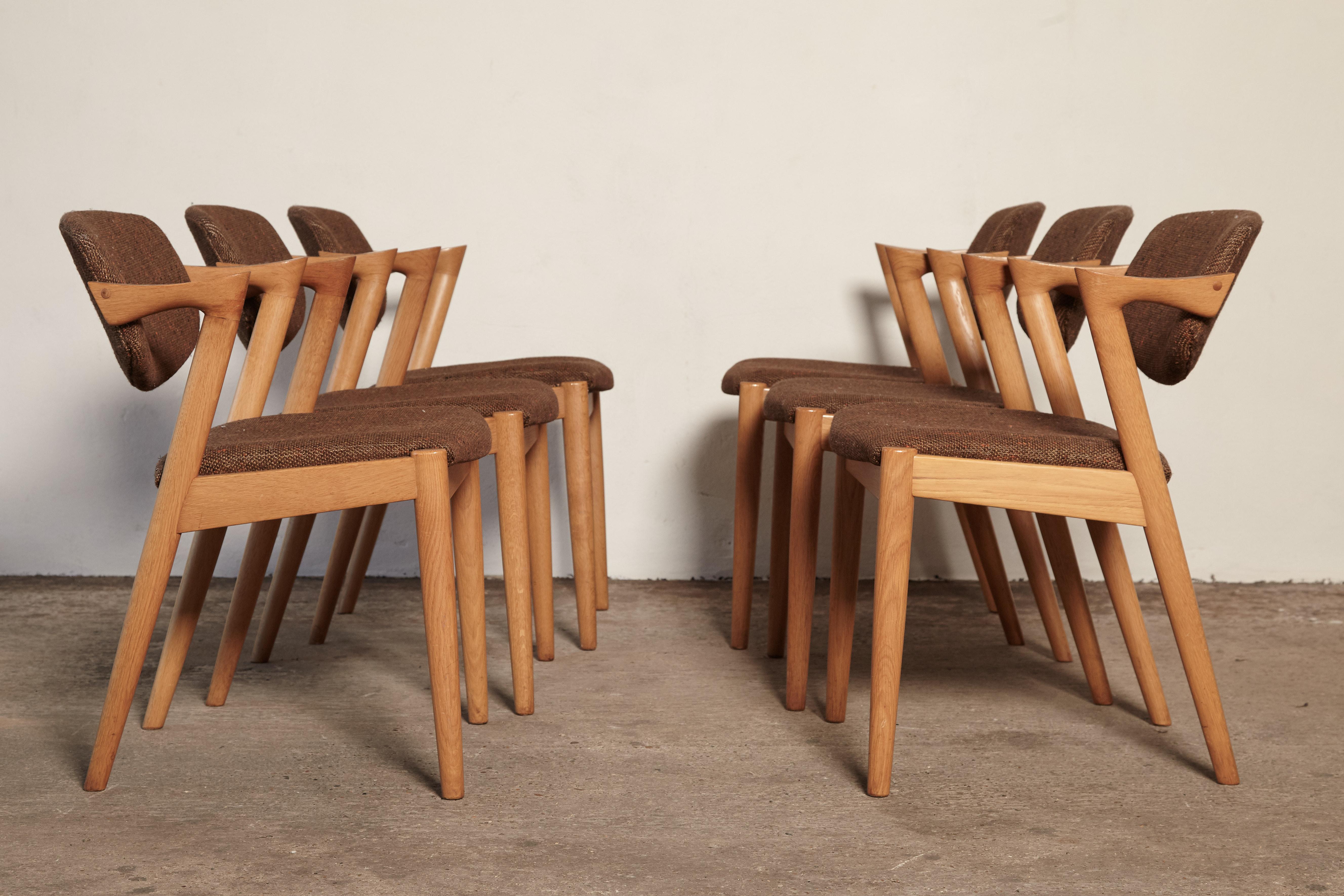 20th Century Set of Six Model 42 Oak Dining Chairs by Kai Kristiansen, Denmark, 1960s