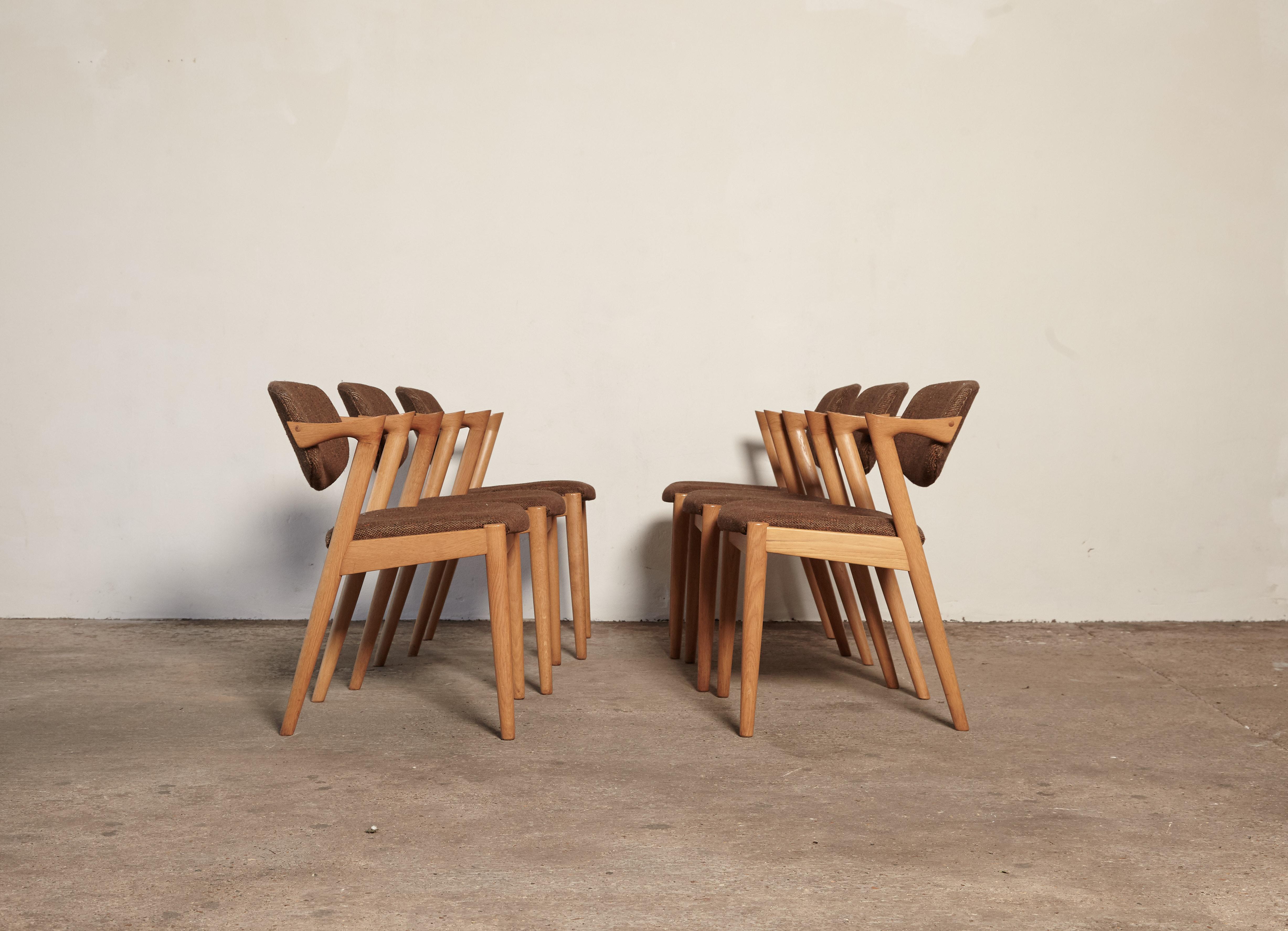 Set of Six Model 42 Oak Dining Chairs by Kai Kristiansen, Denmark, 1960s 1