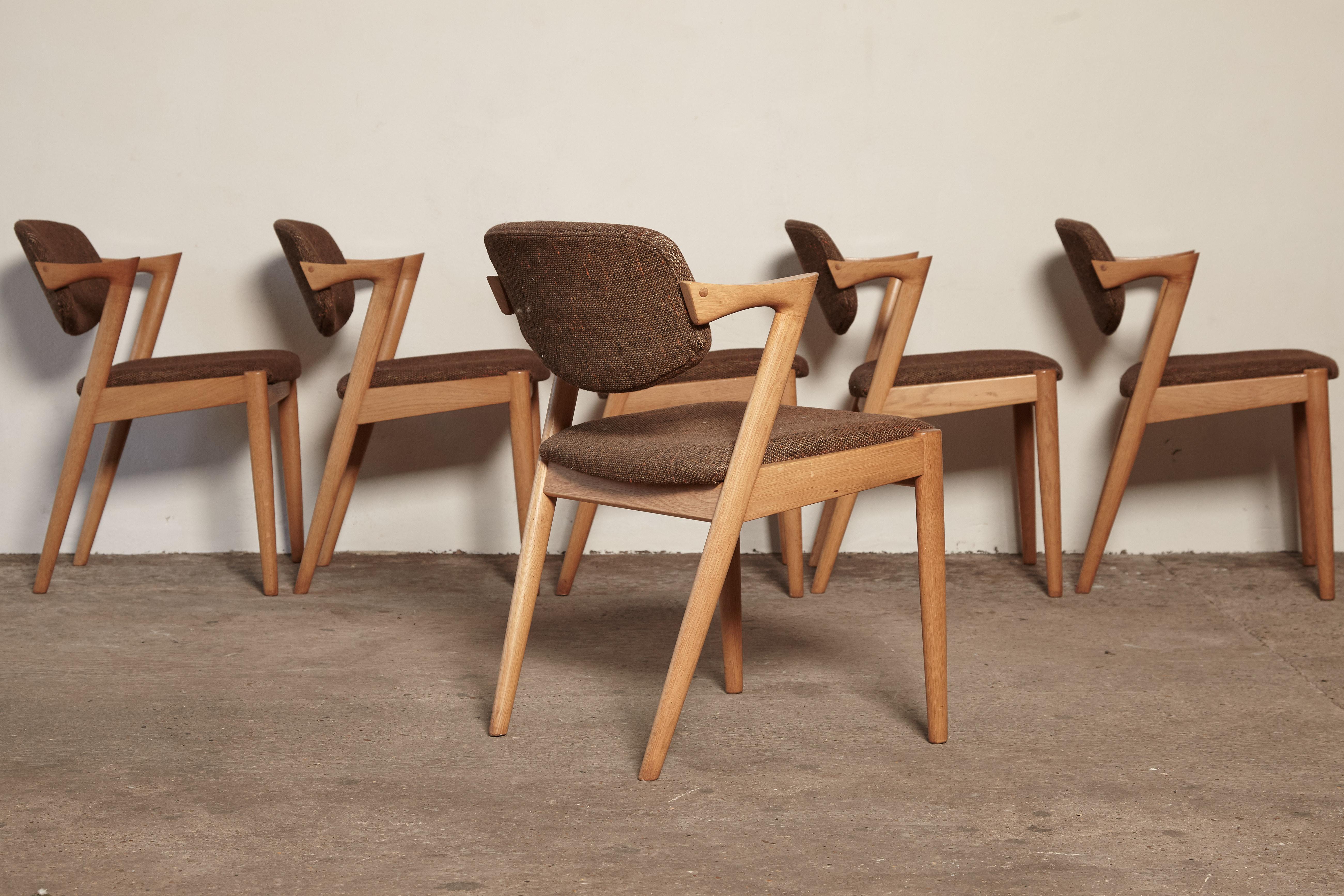 Set of Six Model 42 Oak Dining Chairs by Kai Kristiansen, Denmark, 1960s 2