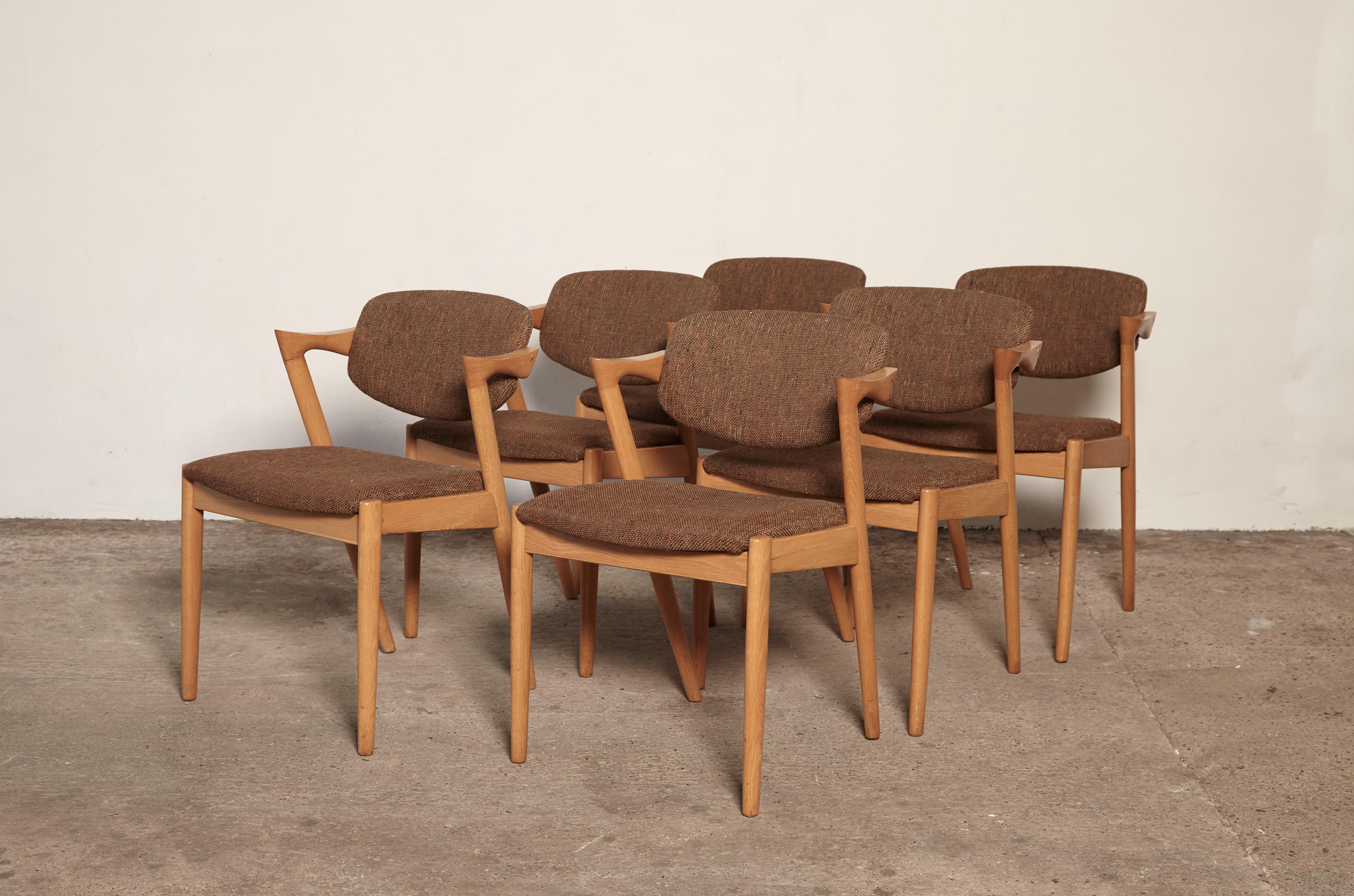 Set of Six Model 42 Oak Dining Chairs by Kai Kristiansen, Denmark, 1960s 3