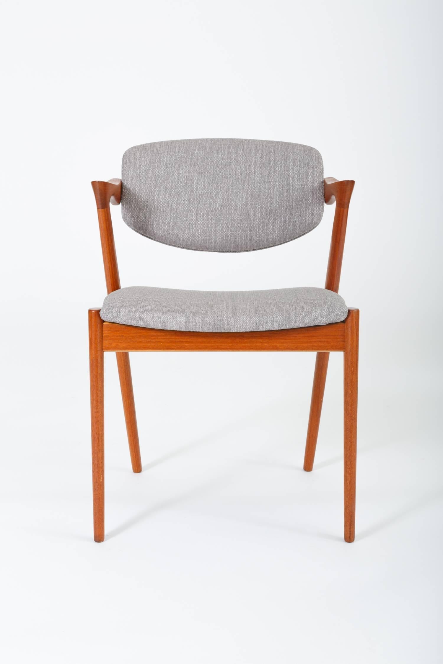 Danish Set of Six Model 42 Teak Dining Chairs by Kai Kristiansen for Schou Andersen