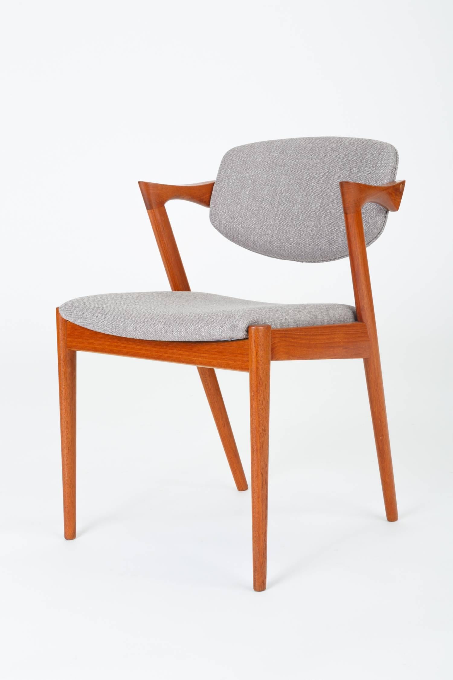 Mid-20th Century Set of Six Model 42 Teak Dining Chairs by Kai Kristiansen for Schou Andersen