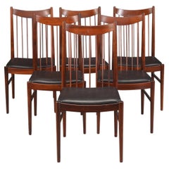 Ensemble de six chaises de salle à manger à dossier haut modèle 422 en bois de rose d'Arne Vodder