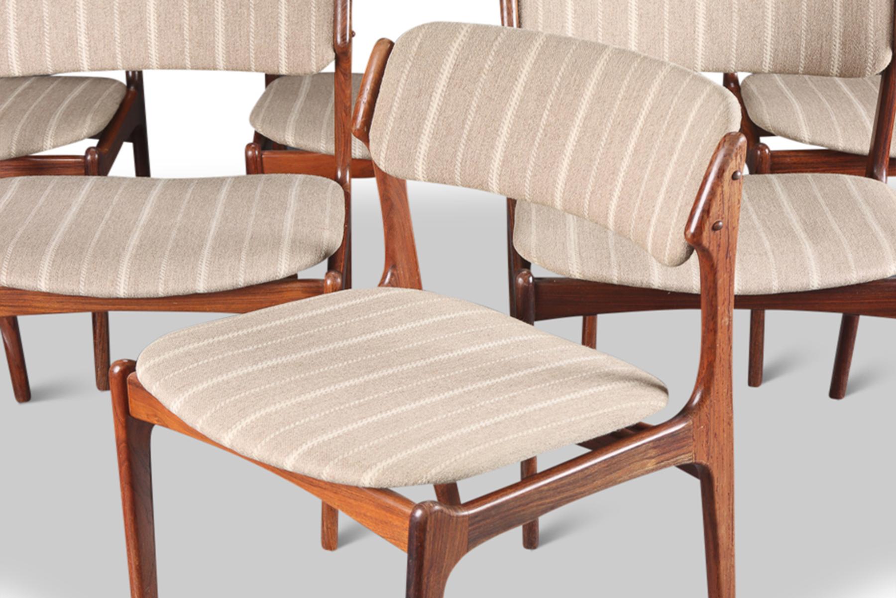 Mid-Century Modern Set of Six Model 49 Dining Chairs in Rosewood by Erik Buch