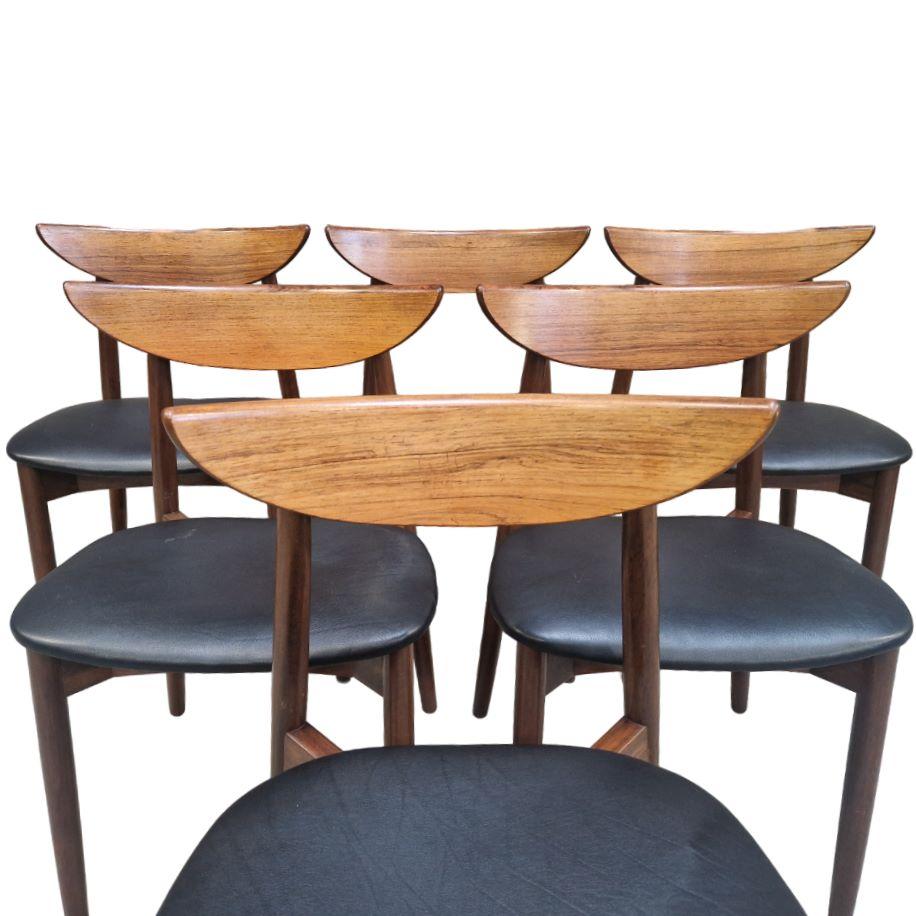 Mid-Century Modern Ensemble de six chaises de salle à manger modèle 58 de Harry Ostergaard pour Randers Mobelfabrik en vente