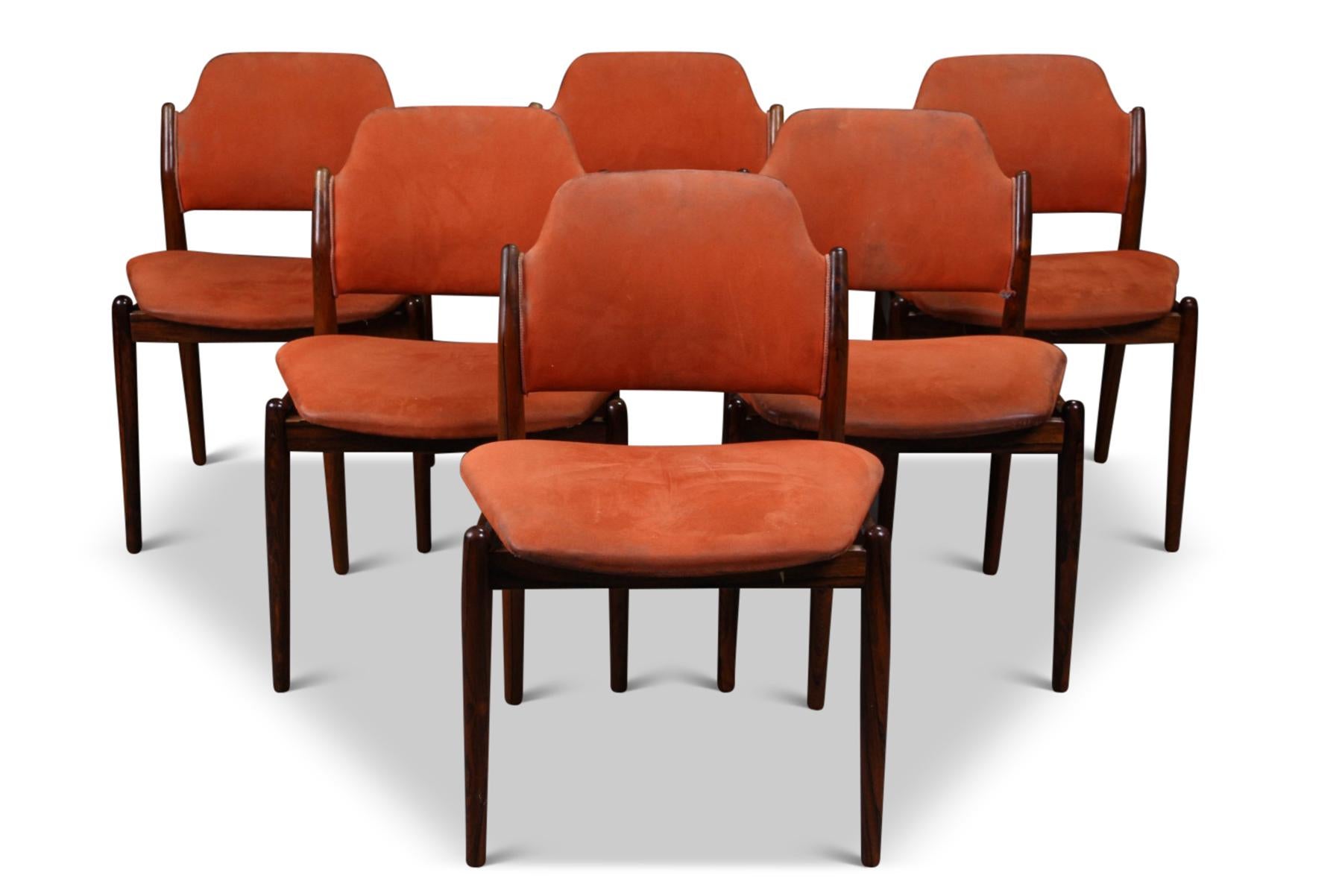 Danish Set of Six Model 62s Dining Chairs in Rosewood by Arne Vodder