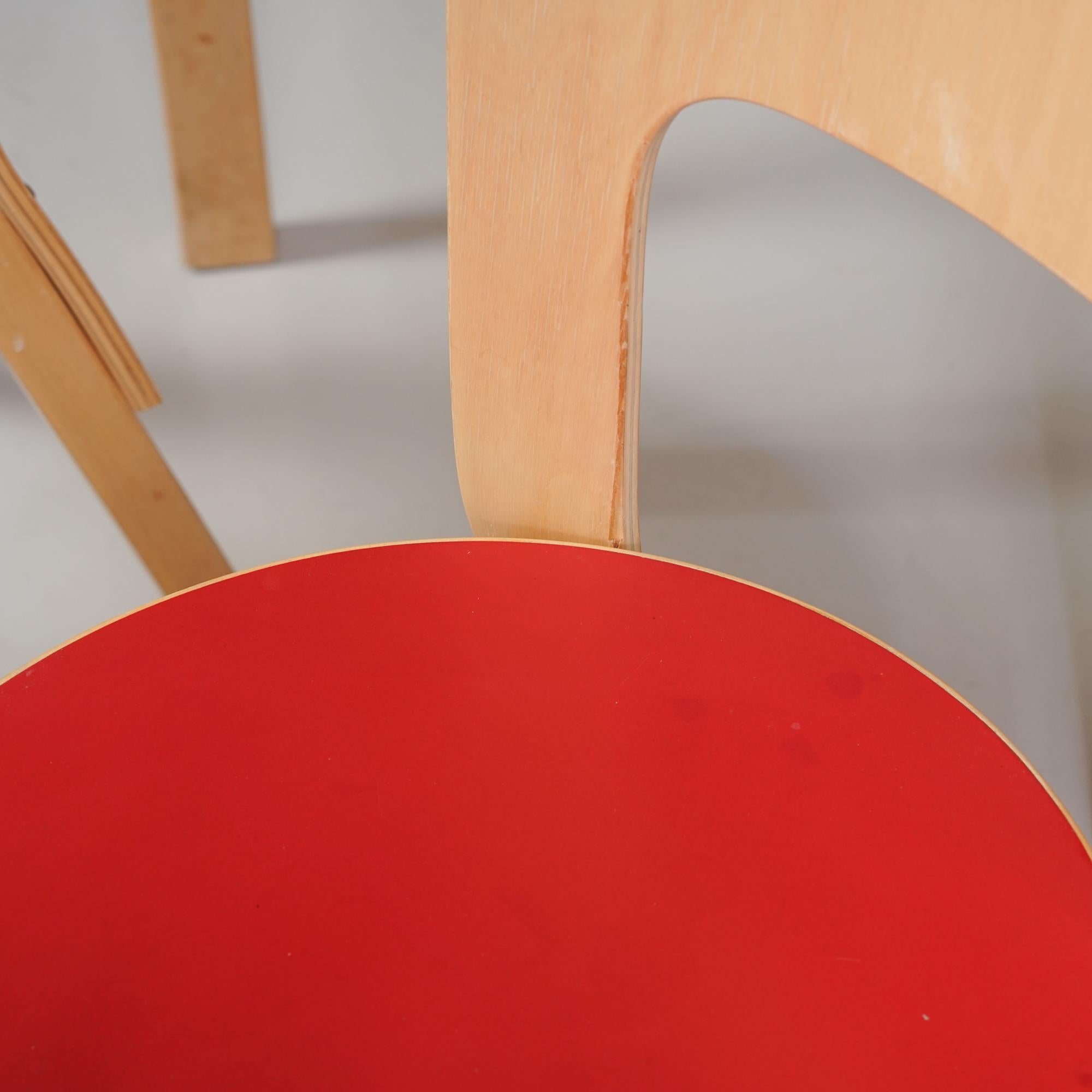 Set of Six Model 66 Chairs, Alvar Aalto, Artek, 1960s In Good Condition For Sale In Helsinki, Uusimaa
