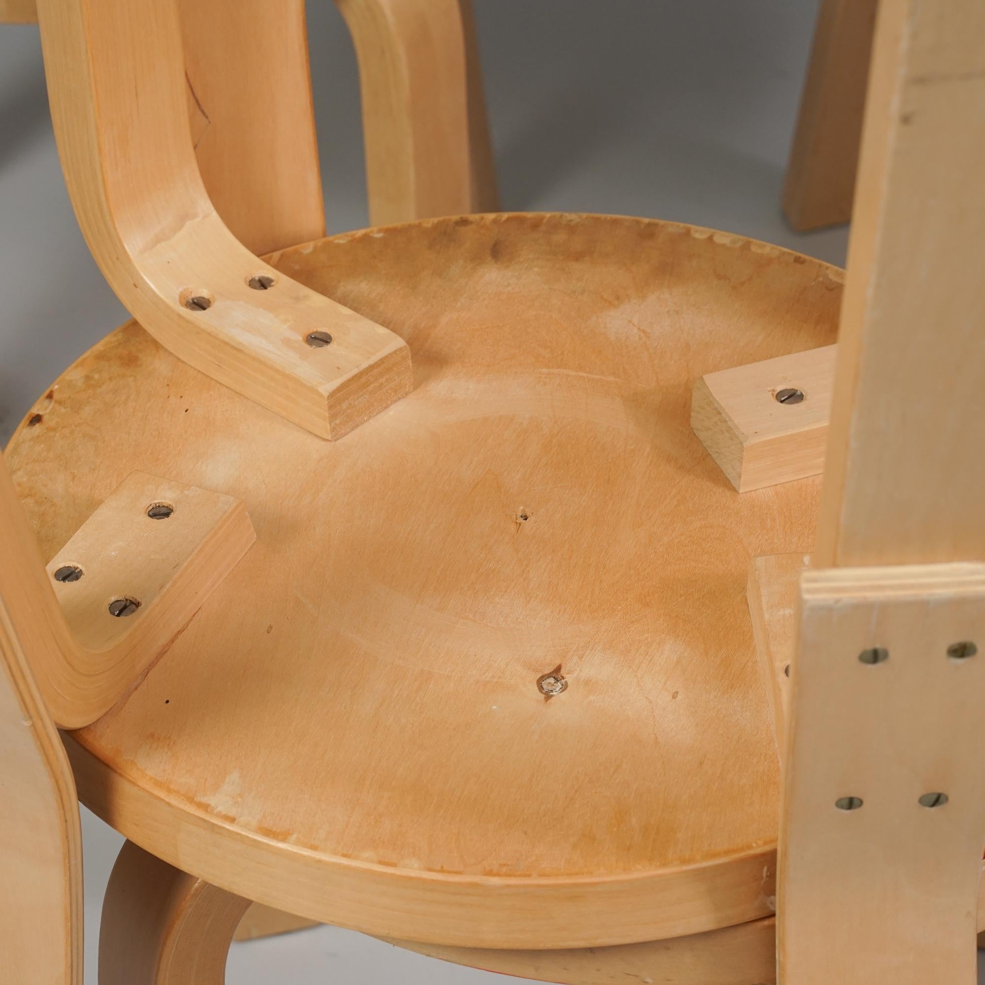 Set of Six Model 66 Chairs, Alvar Aalto, Artek, 1960s For Sale 1