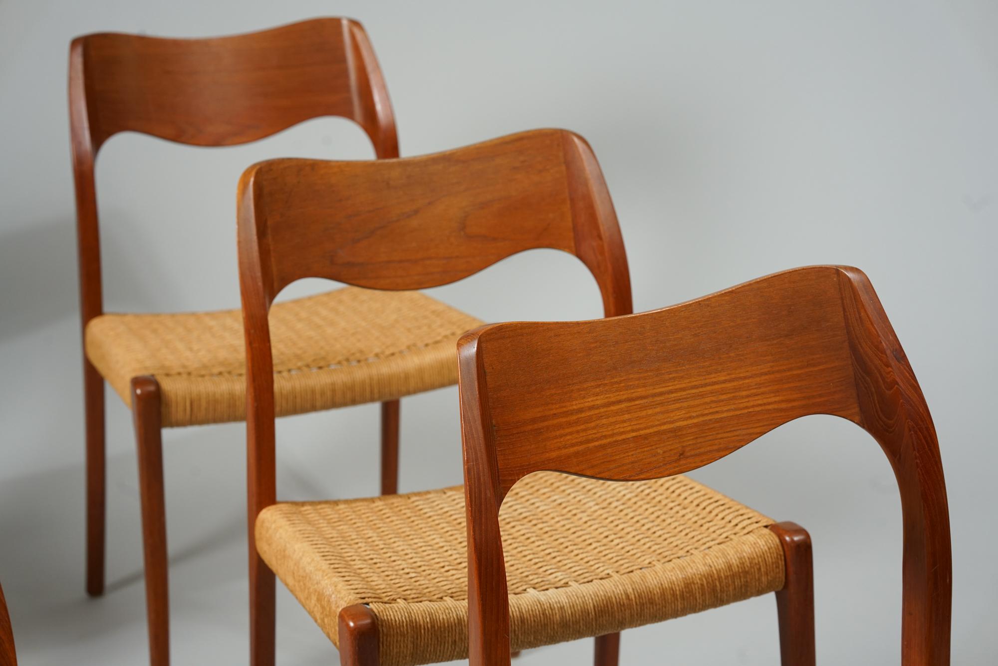 Finlandese Set di sei sedie Model 71, Niels O. Møller, J.L. Møllers Møbelfabrik, 1950/1960