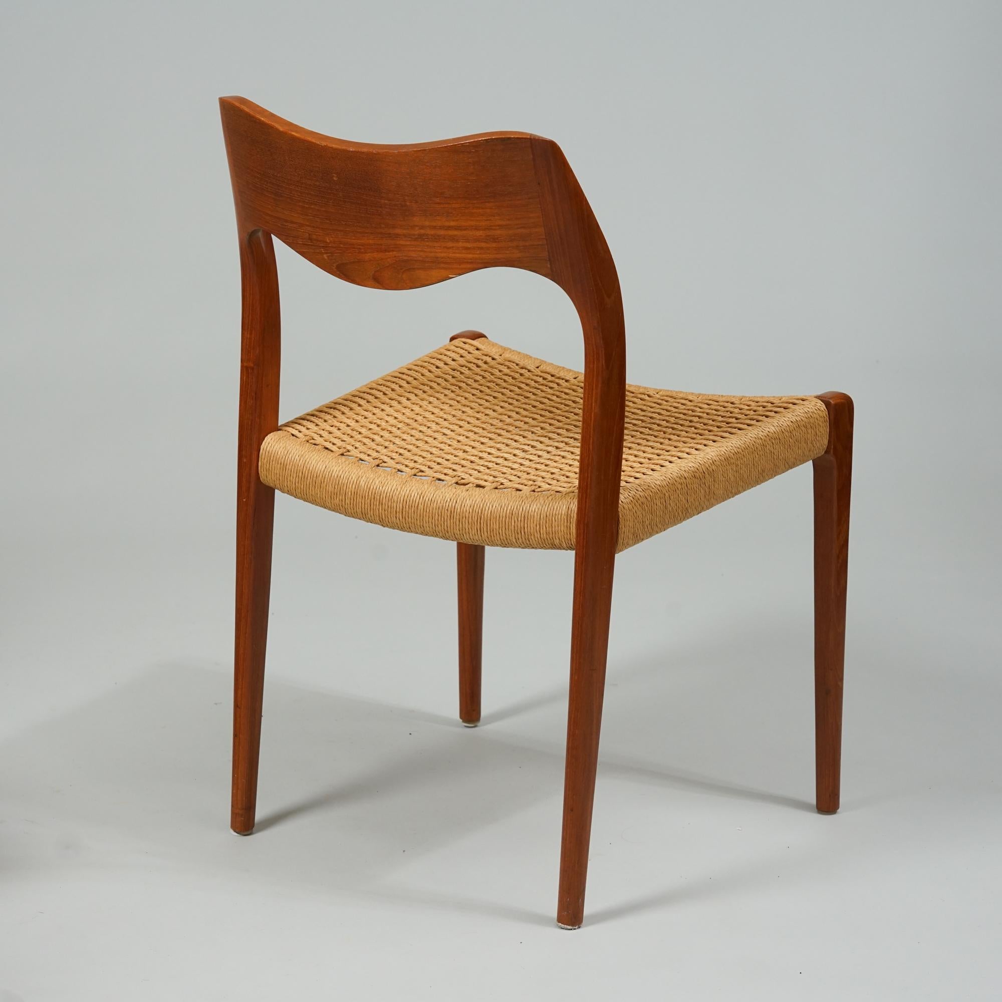 Corda di carta Set di sei sedie Model 71, Niels O. Møller, J.L. Møllers Møbelfabrik, 1950/1960