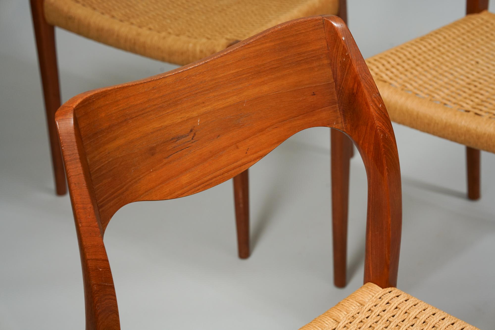 Set di sei sedie Model 71, Niels O. Møller, J.L. Møllers Møbelfabrik, 1950/1960 1