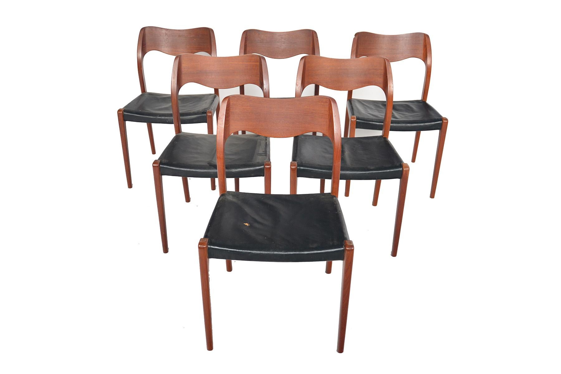 Danish Set of Six Model 71 Dining Chairs by Niels Otto Moller