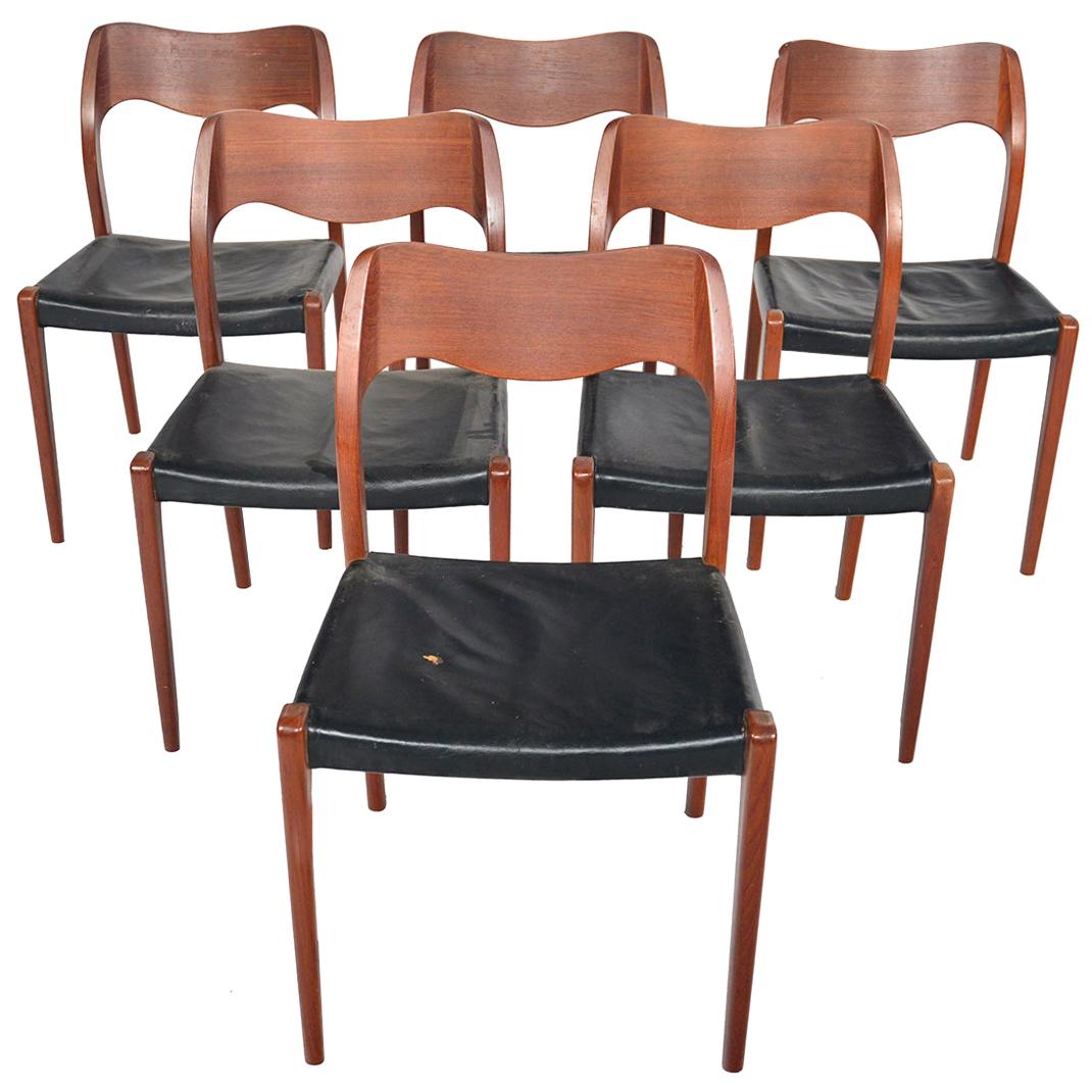 Set of Six Model 71 Dining Chairs by Niels Otto Moller
