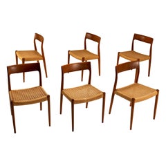 Set of Six 
Model 77
 Dining Chairs in Teak by Niels Otto Møller, Denmark, 1950s