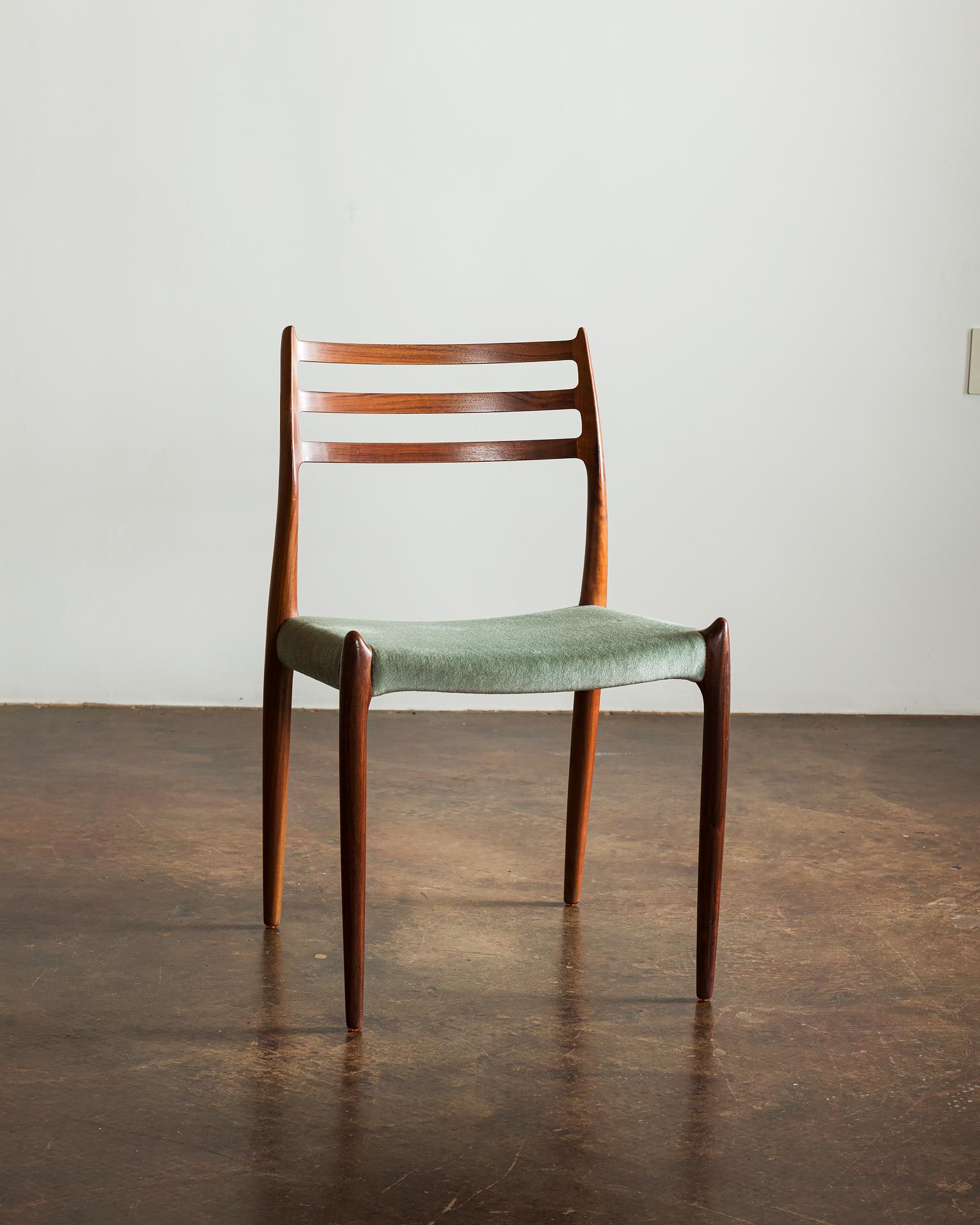 Set of Six Model 78 Rosewood Chairs by Niels O. Møller, Denmark, 1960s In Good Condition In Sylacauga, AL