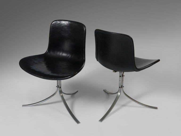 Mid-Century Modern Set of Six Model Pk9 Dining Chairs Designed by Poul Kjaerholm, Denmark, 1960s For Sale