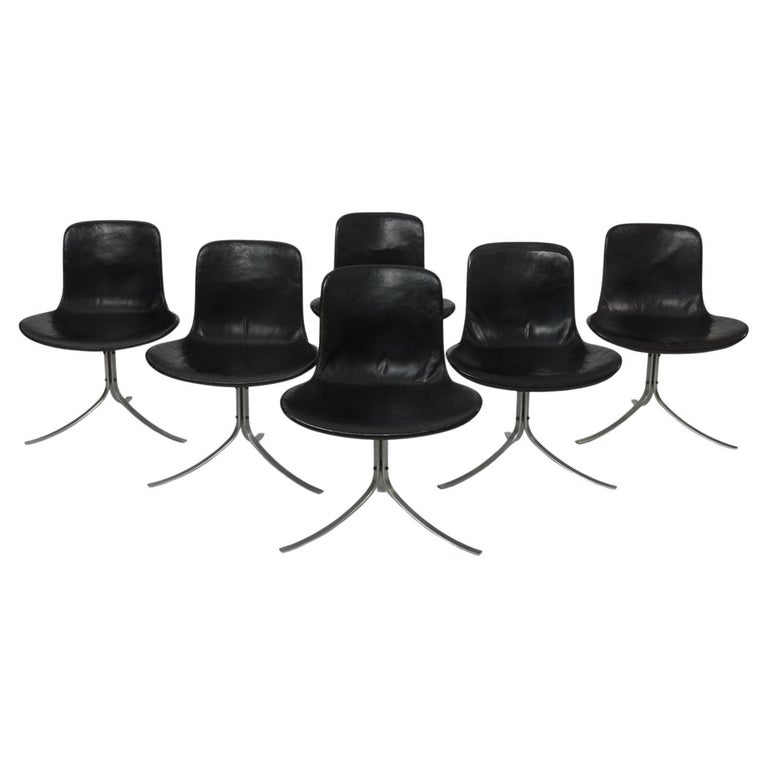 Set of Six Model Pk9 Dining Chairs Designed by Poul Kjaerholm, Denmark, 1960s For Sale