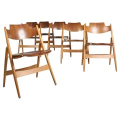 Vintage Set of Six Model Se18 Folding Walnut Dining Chairs by Egon Eiermann