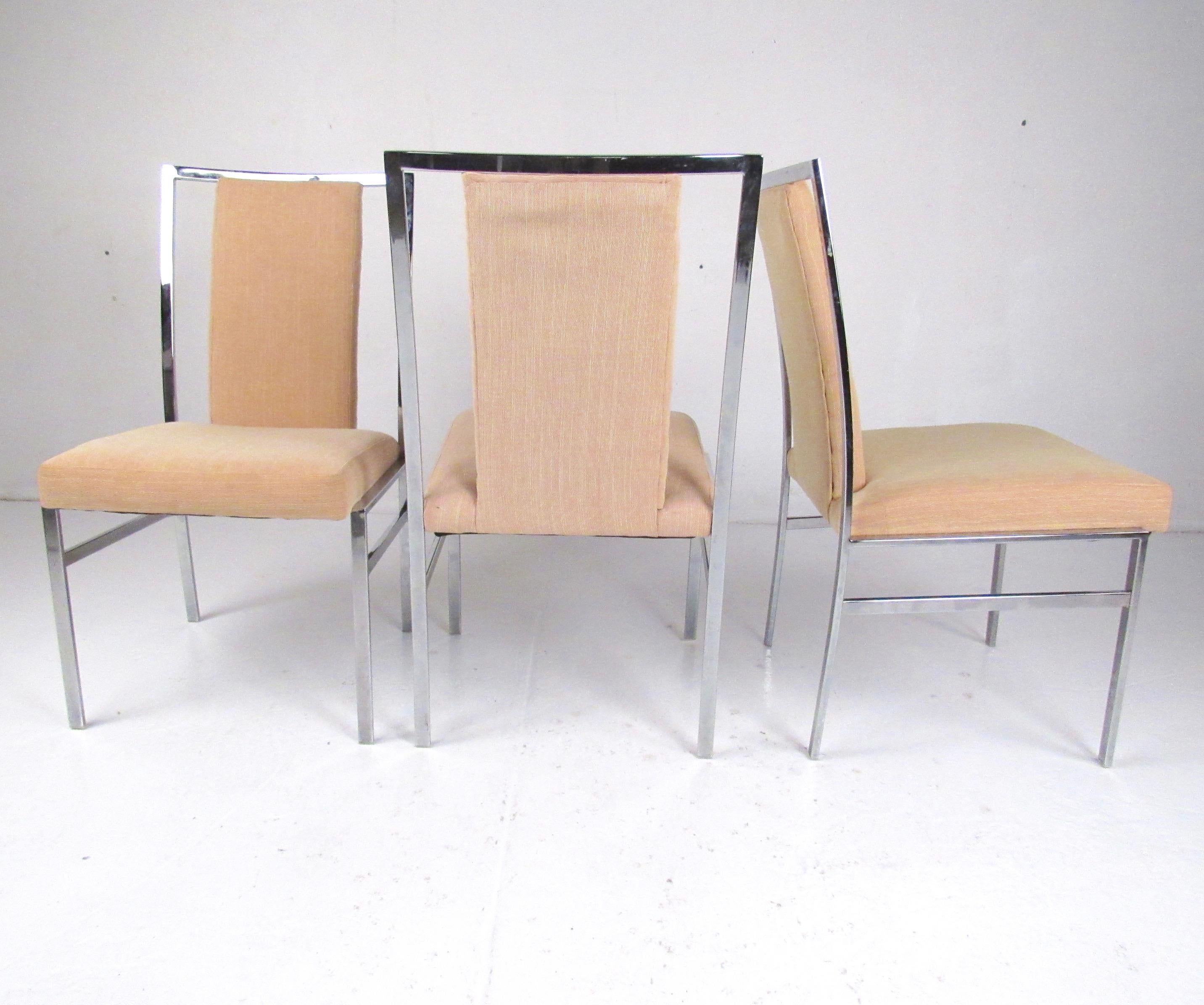 Set of Six Modern Chrome Dining Chairs In Good Condition For Sale In Brooklyn, NY