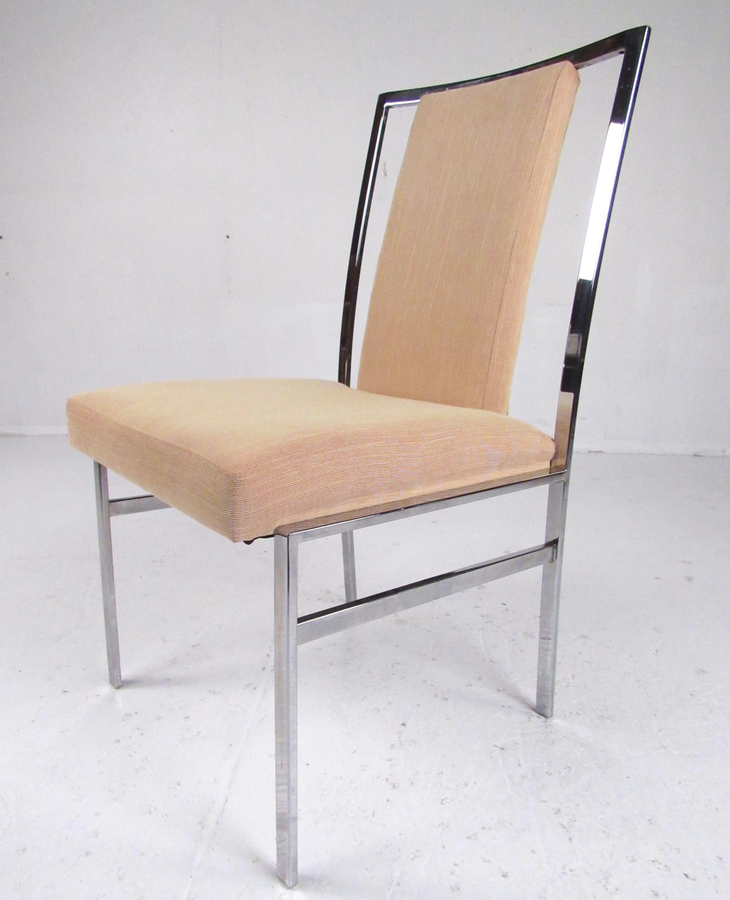 20th Century Set of Six Modern Chrome Dining Chairs For Sale